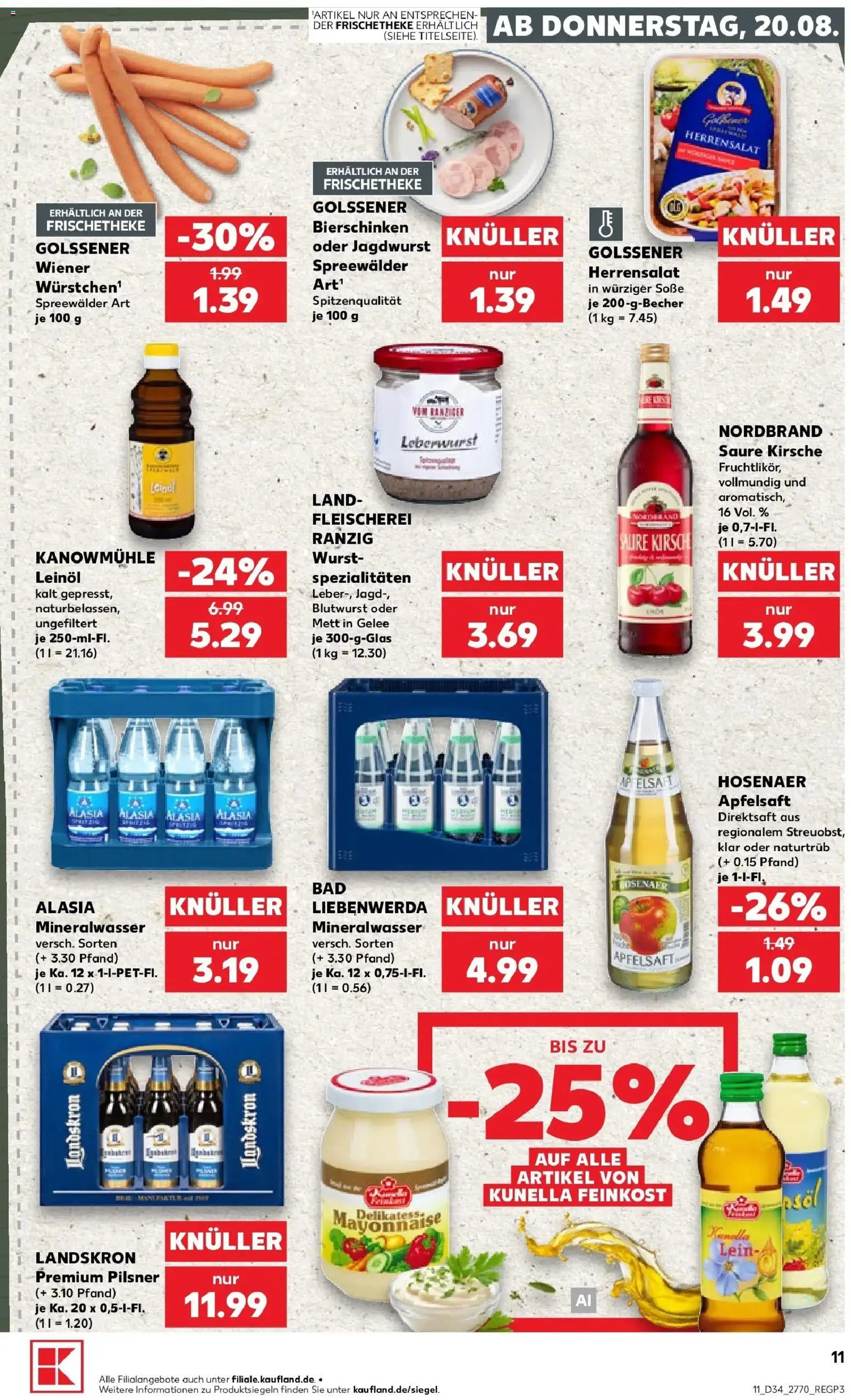 Prospekt Kaufland ab 20.08.2026 » Angebote Online zum Blättern | Seite: 11 | Produkte: Leinöl, Spezialitäten, Mayonnaise, Soße