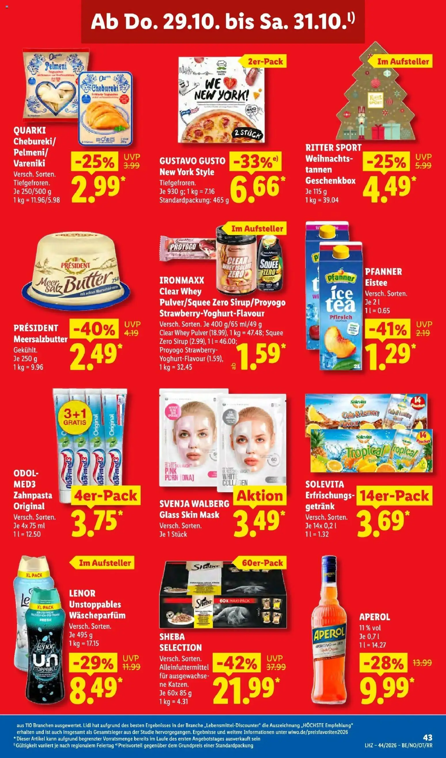 Lidl Prospekt Düsseldorf (ab 26.10.2026) zum Blättern » Angebote | Seite: 69 | Produkte: Cola, Pfanner eistee, Pfirsich, Aperol