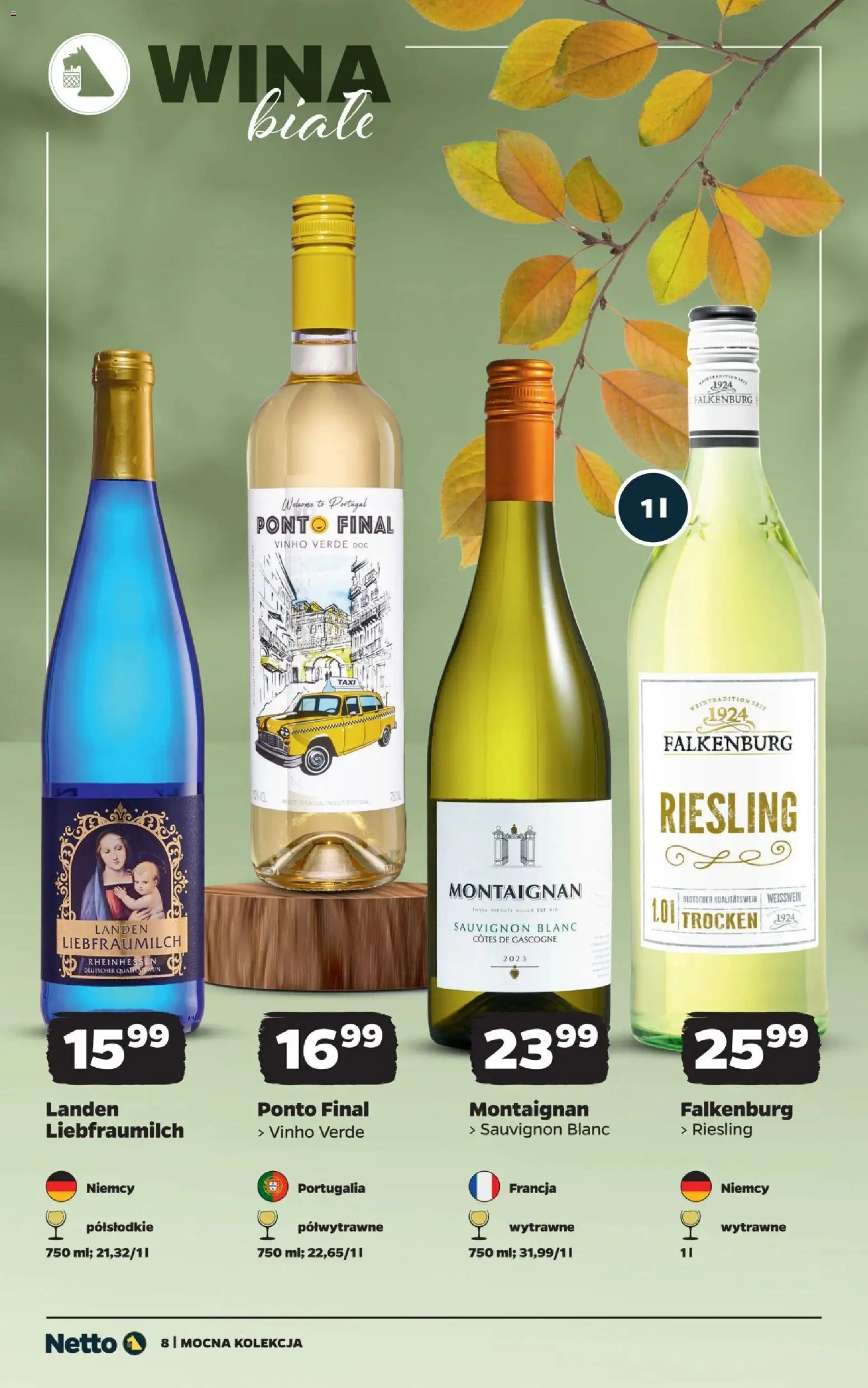 Netto gazetka - Wina od 25.10.2026 | Strona: 8 | Produkty: Liebfraumilch, Riesling, Vinho verde, Sauvignon Blanc