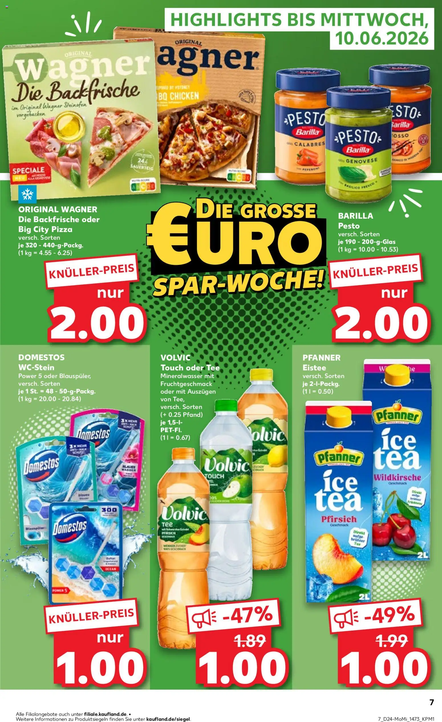Kaufland Prospekt Rostock – gültig ab 08.06.2026 | Seite: 7 | Produkte: Volvic touch, Pfanner eistee, Pizza, Tee