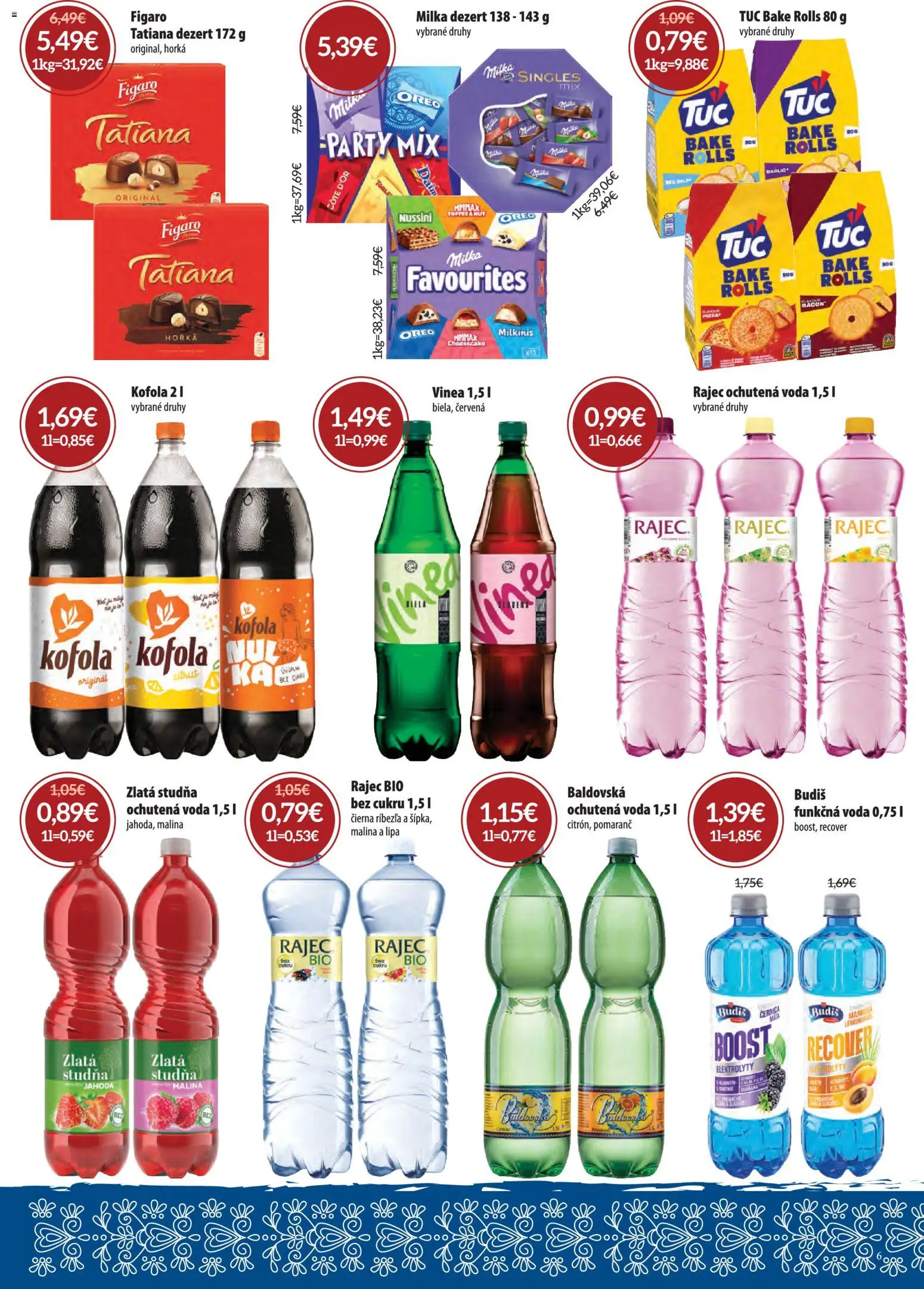Nové Nitrazdroj akcie – leták je platný od 06.08.2026 | Strana: 6 | Produkty: Rajec, Kofola, Budiš, Vinea