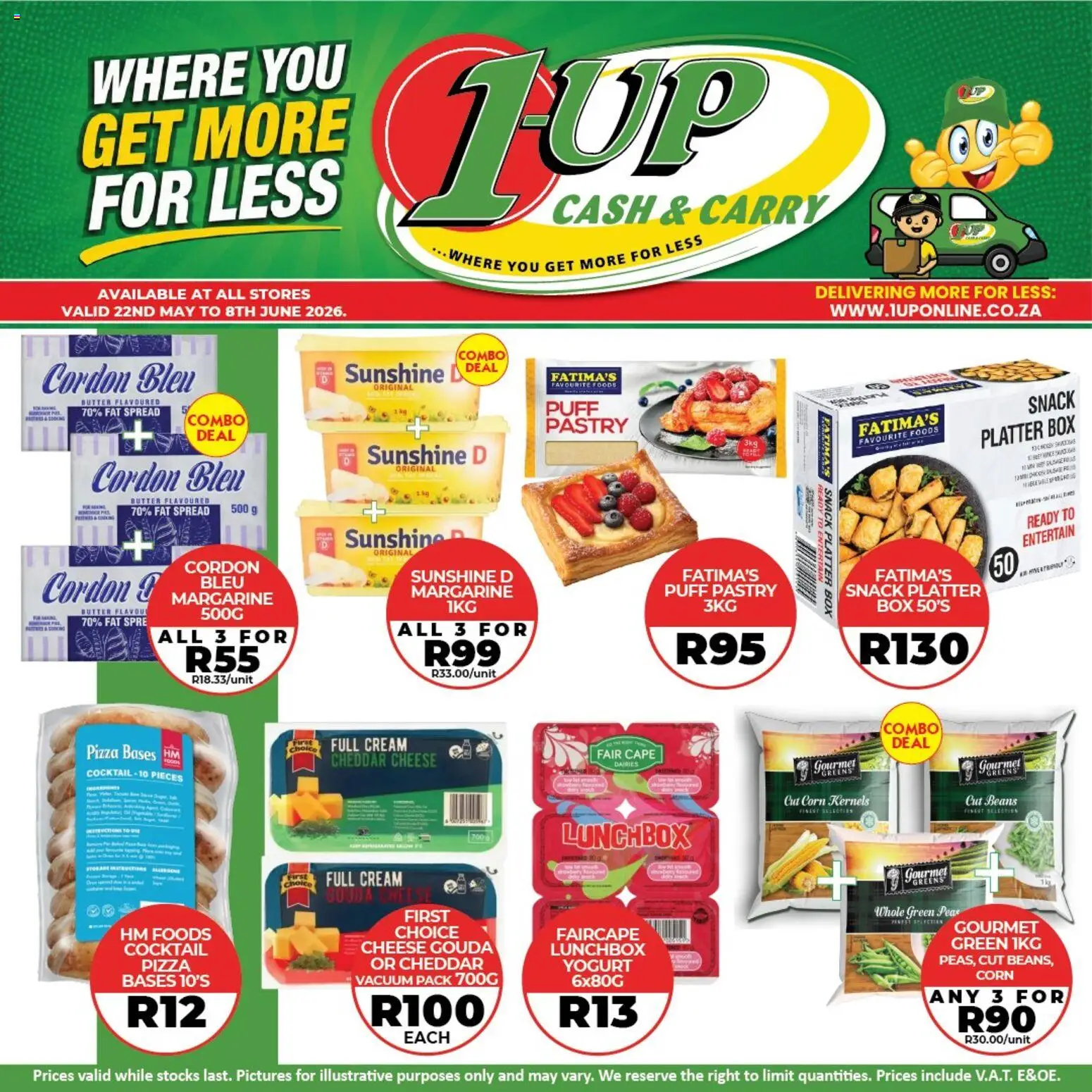 New 1UP Cash & Carry catalogue – valid from 22.05.2026 | Page: 4 | Products: Beans, Cheese, Margarine, Fat spread