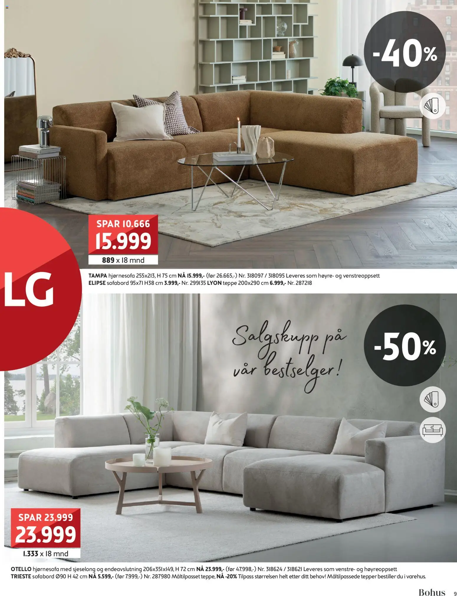 {H1} | Side: 9 | Produkter: Teppe, Sjeselong