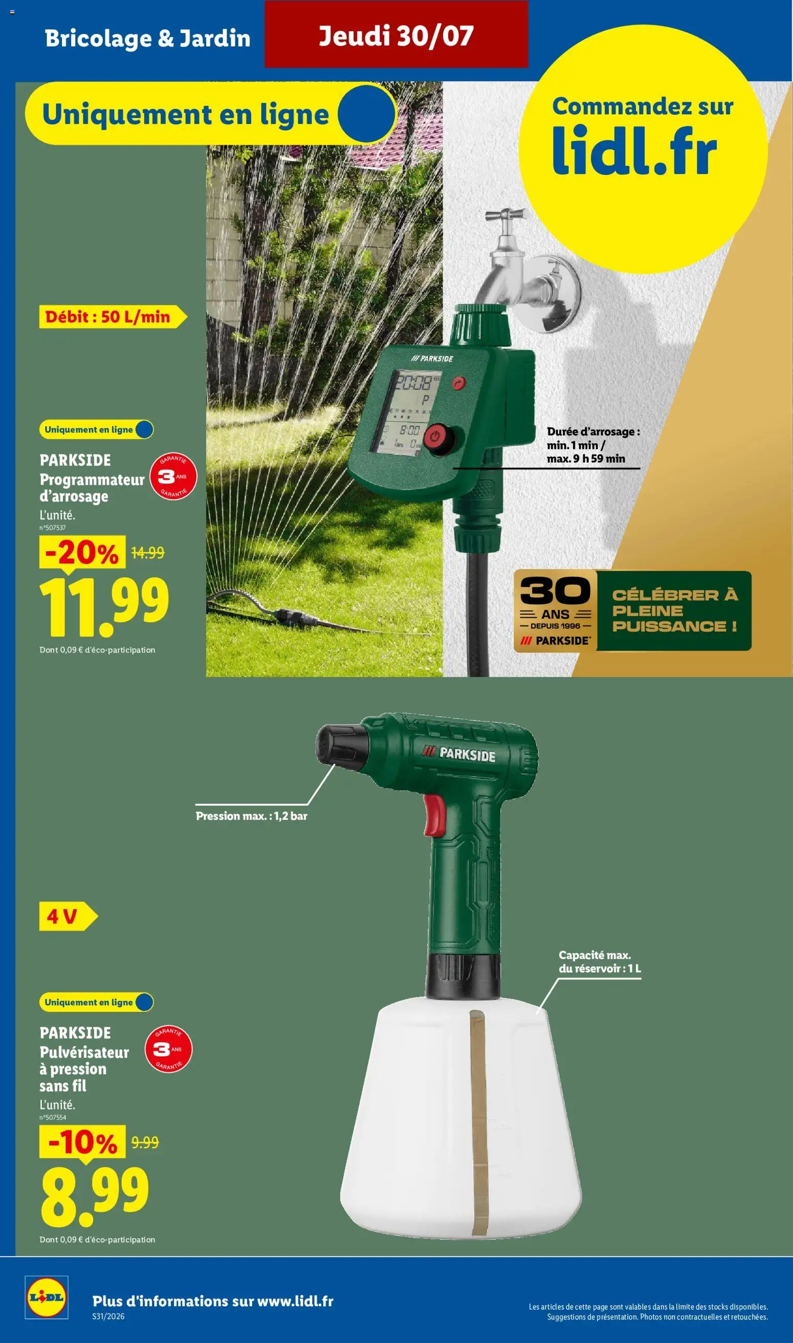 {H1} | Page: 40 | Produits: Pulvérisateur, Parkside, Parkside programmateur d'arrosage, Programmateur d'arrosage
