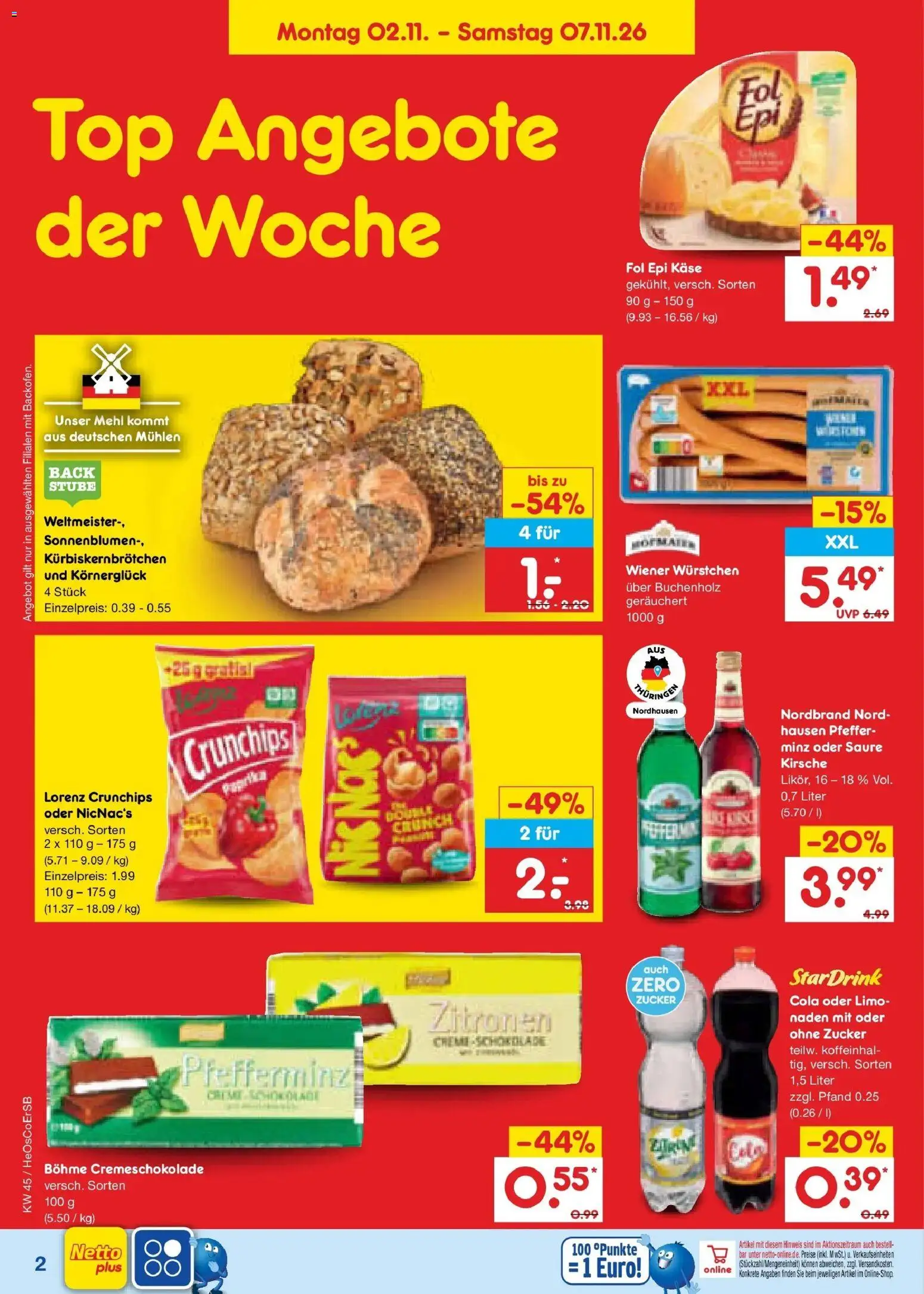 Netto Marken-Discount Prospekt Rostock (ab 02.11.2026) » Angebote | Seite: 6 | Produkte: Top, Wiener wurstchen, Käse, Zucker