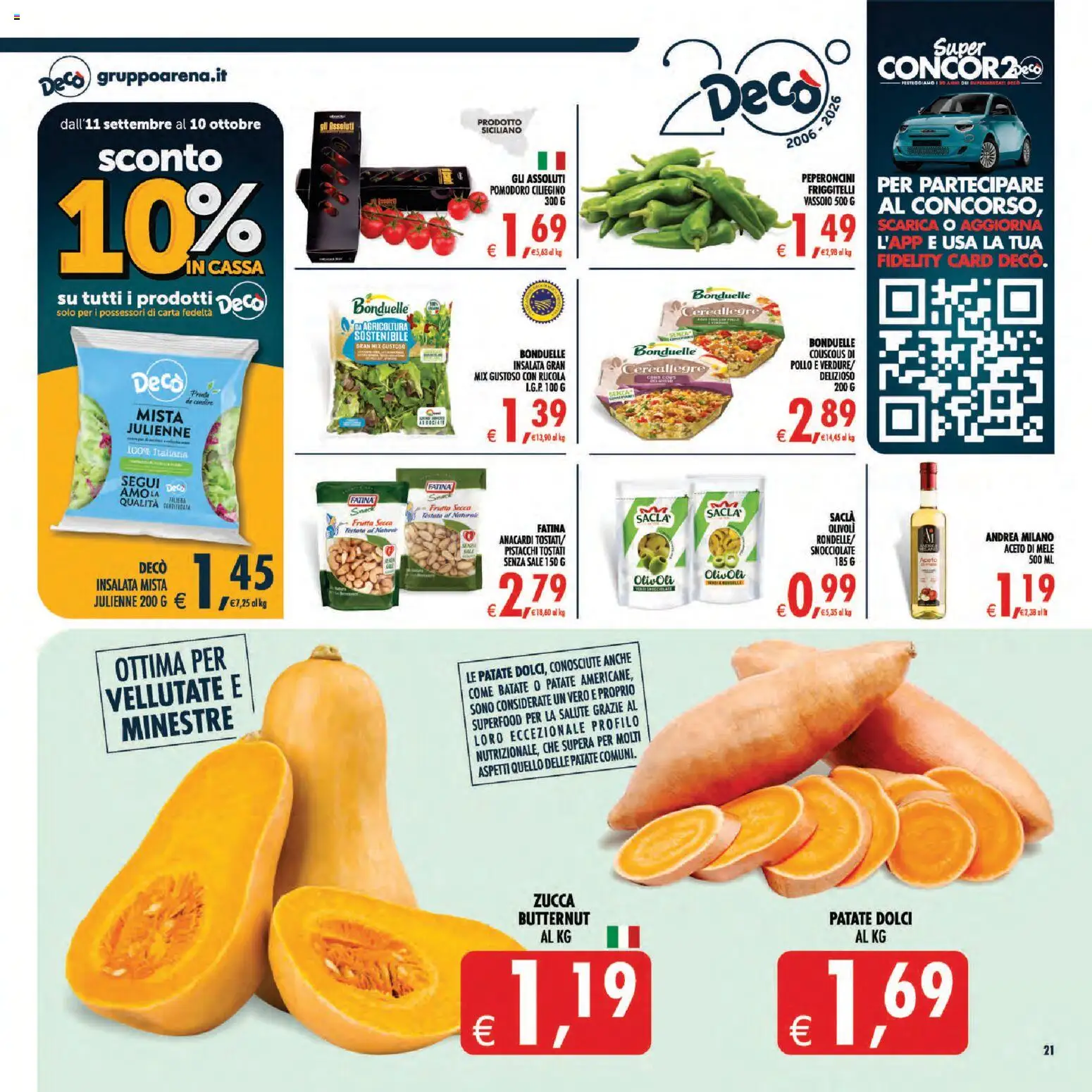 Volantino Decò del 11/09/2026 | Pagina: 22 | Prodotti: Mele, Aceto di mele, Frutta, Friggitelli