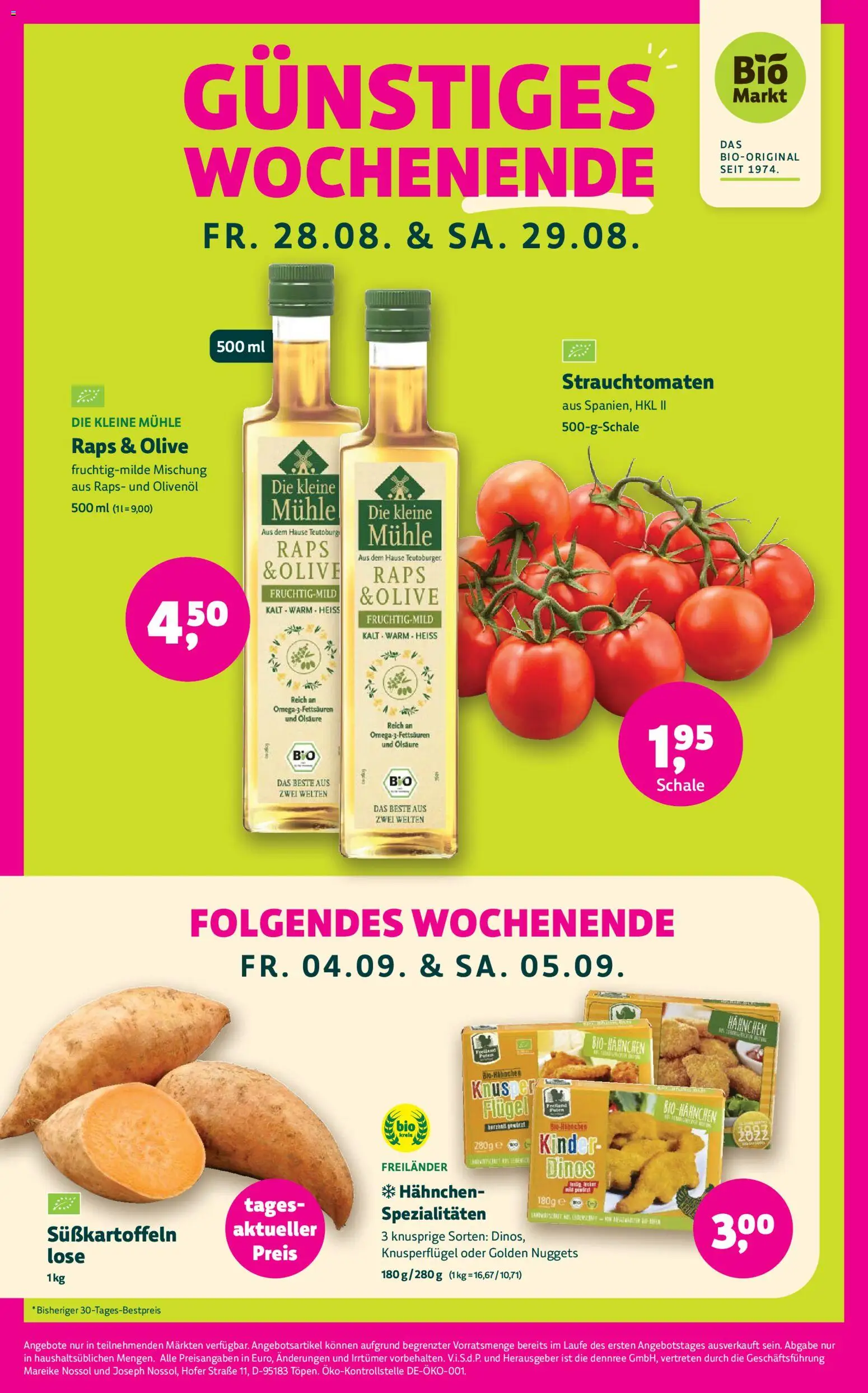 BioMarkt Prospekt – gültig ab 26.08.2026 | Seite: 4 | Produkte: Mühle, Hahnchen, Spezialitäten, Olivenol