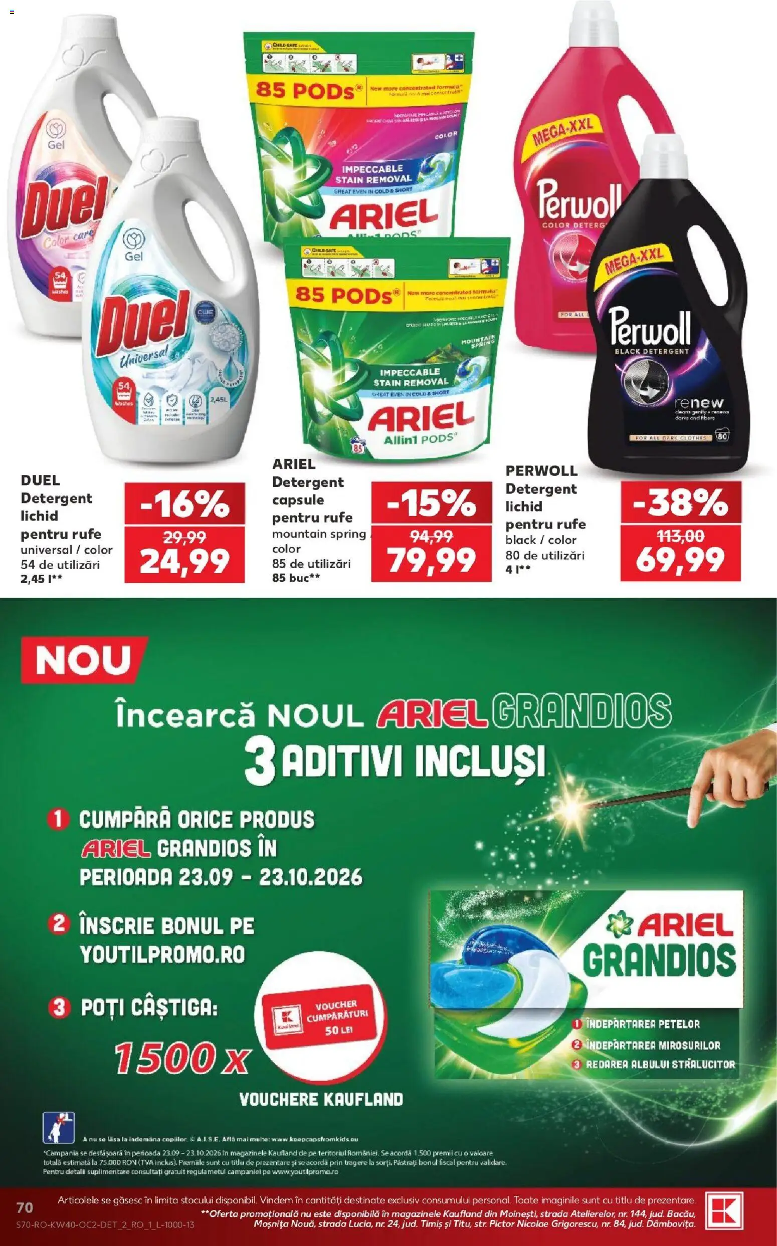 Kaufland RO akciós ujság - amely érvényes a következő dátumtól: 2026.09.30. | Oldal: 70 | Termékek: Ariel, Perwoll