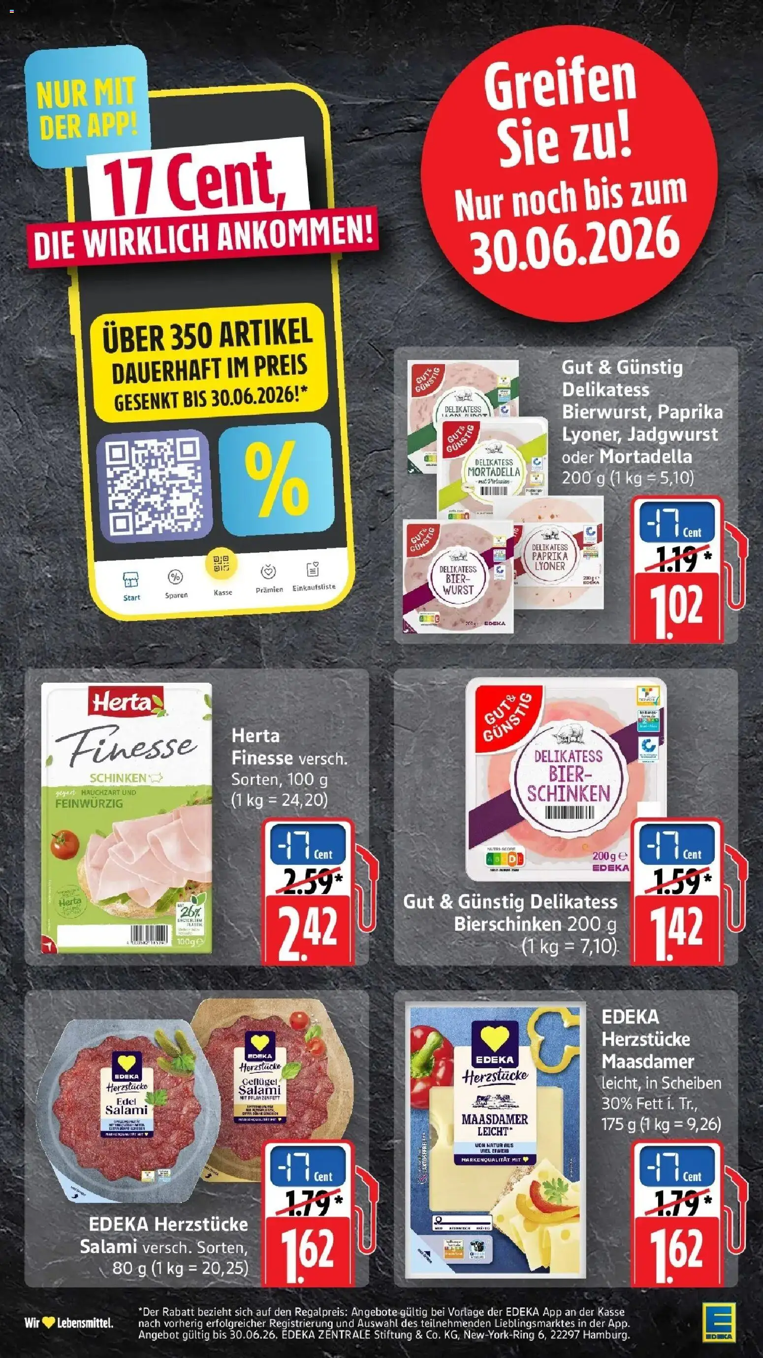 Edeka prospekt Großostheim – gültig ab 22.06.2026 | Seite: 38 | Produkte: Bier, Pistazien, Salami, Schinken