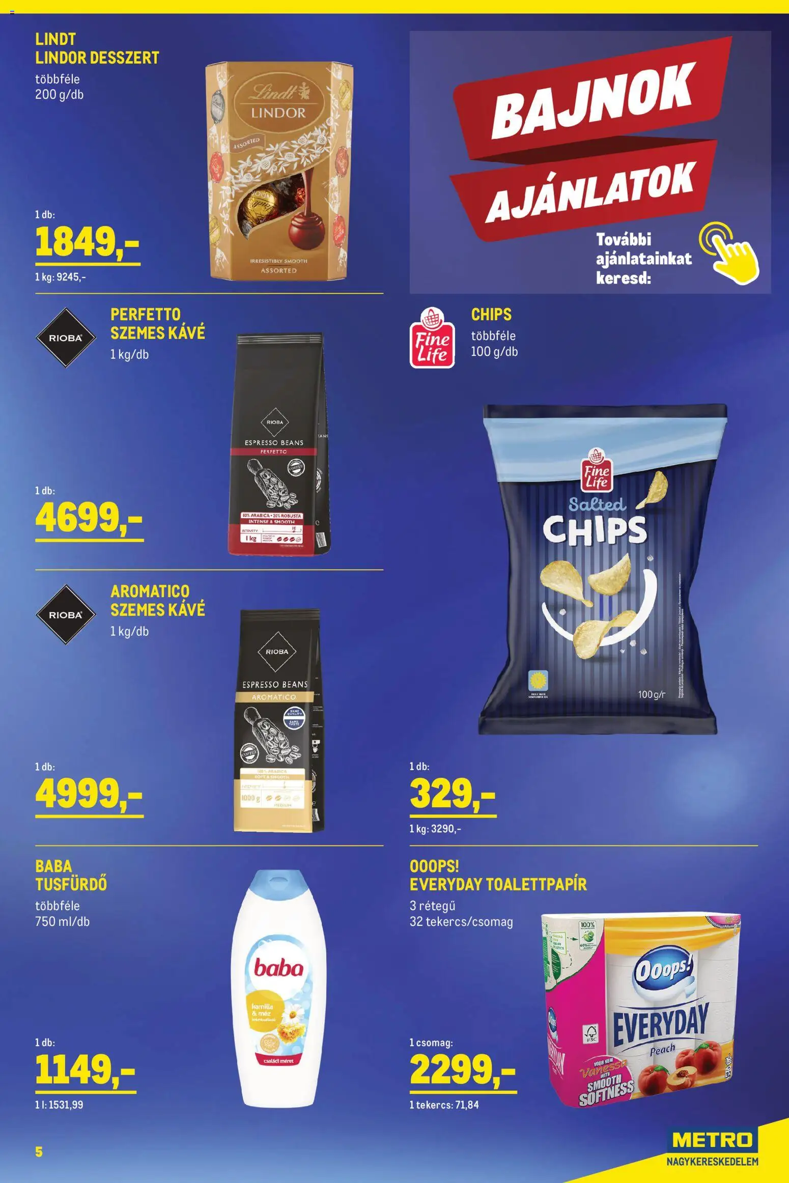 Metro akciós ujság - amely érvényes a következő dátumtól: 2026.09.01. | Oldal: 5 | Termékek: Lindor, Lindt, Kávé, Desszert