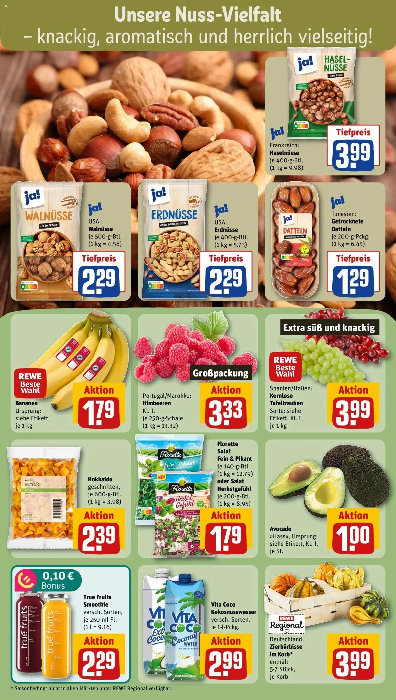 REWE Prospekt ab 26.10.2026 zum Blättern » Angebote | Seite: 6 | Produkte: Erdnüsse, Walnüsse, Korb, Gemüse