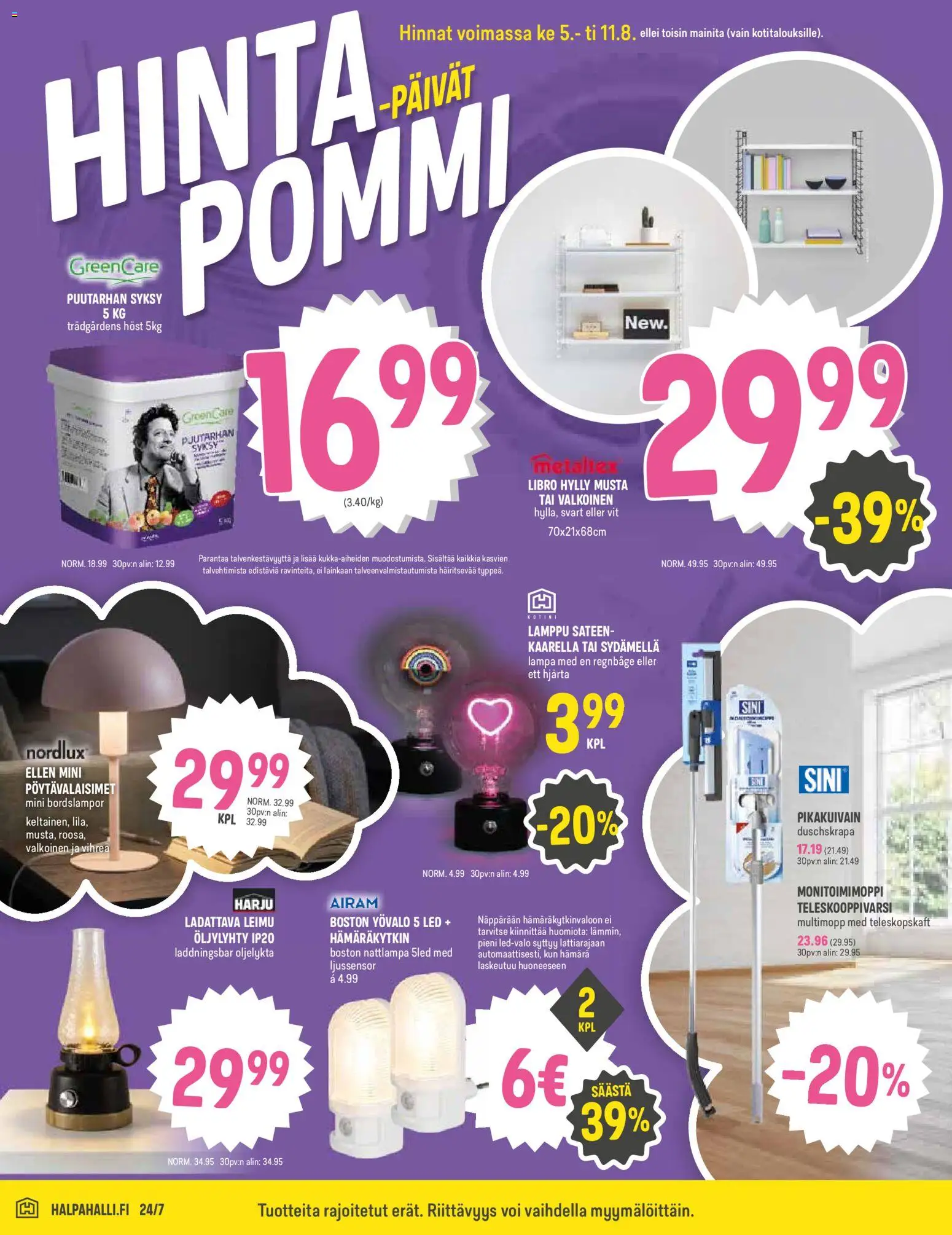 Halpa Halli tarjoukset – voimassa 05/08/2026 alkaen | Sivu: 10 | Tuotteet: Hylly, Lamppu, Voi