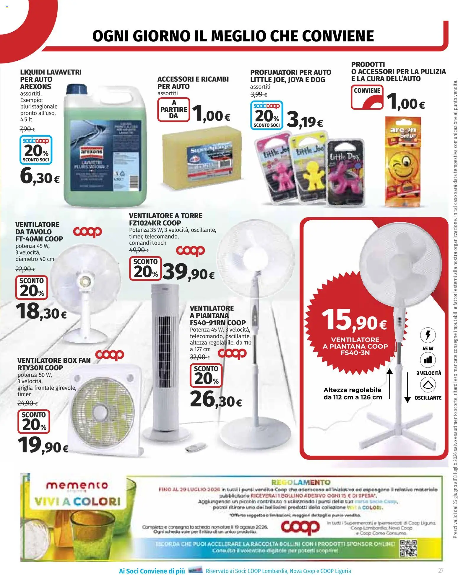 Volantino COOP del 25/06/2026 | Pagina: 27 | Prodotti: Ventilatore, Griglia, Fan, Tavolo
