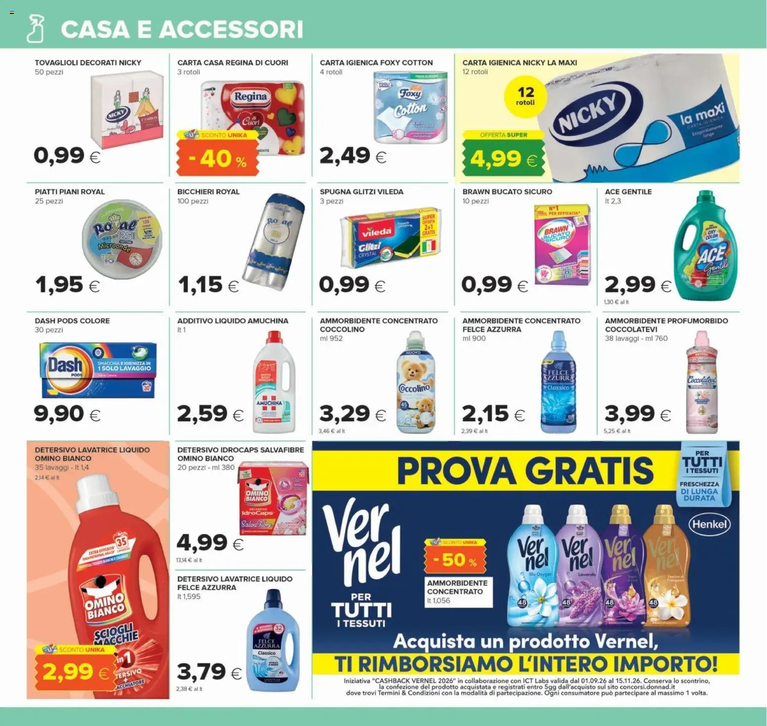 Volantino Oasi del 22/10/2026 | Pagina: 24 | Prodotti: Spugna, Ammorbidente, Piatti, Lavatrice