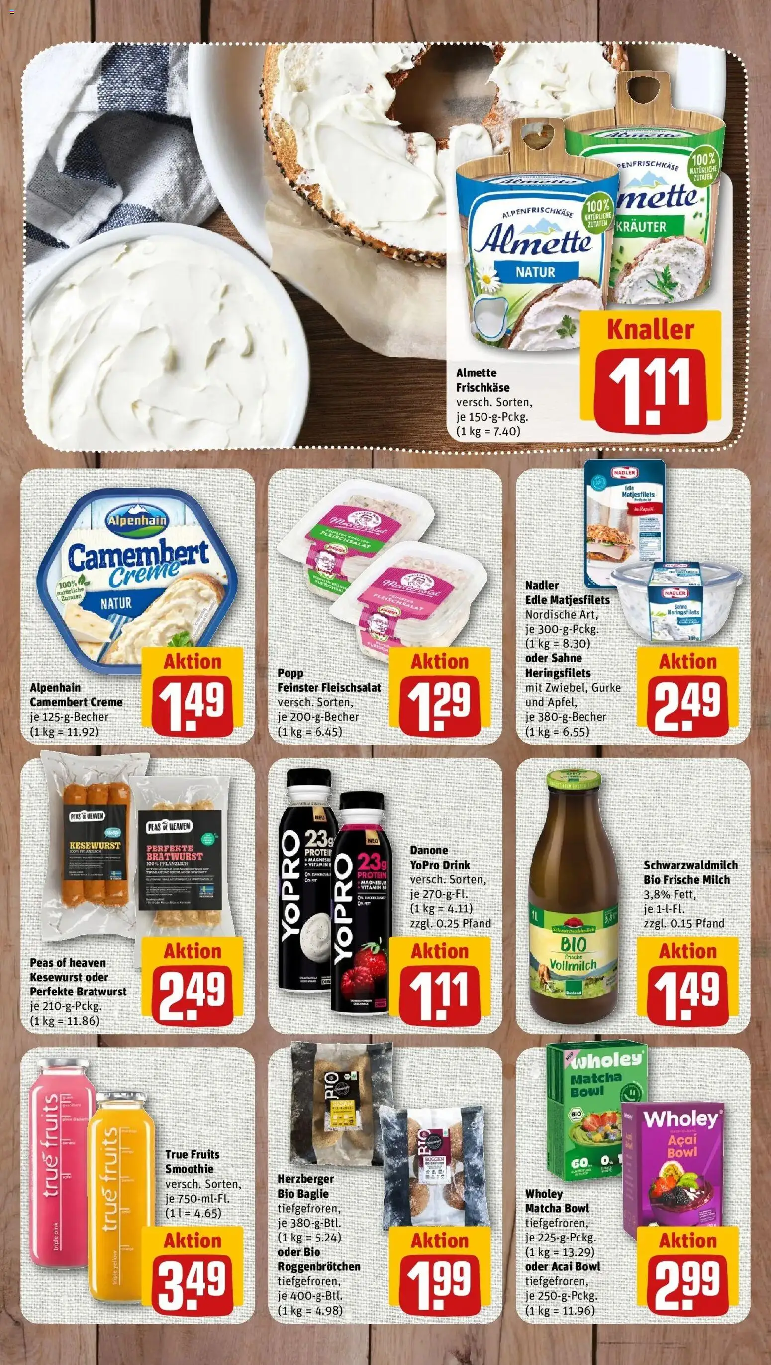 REWE Prospekt ab 14.09.2026 zum Blättern » Angebote | Seite: 7 | Produkte: Almette, Milch, Bratwurst, Frischkase