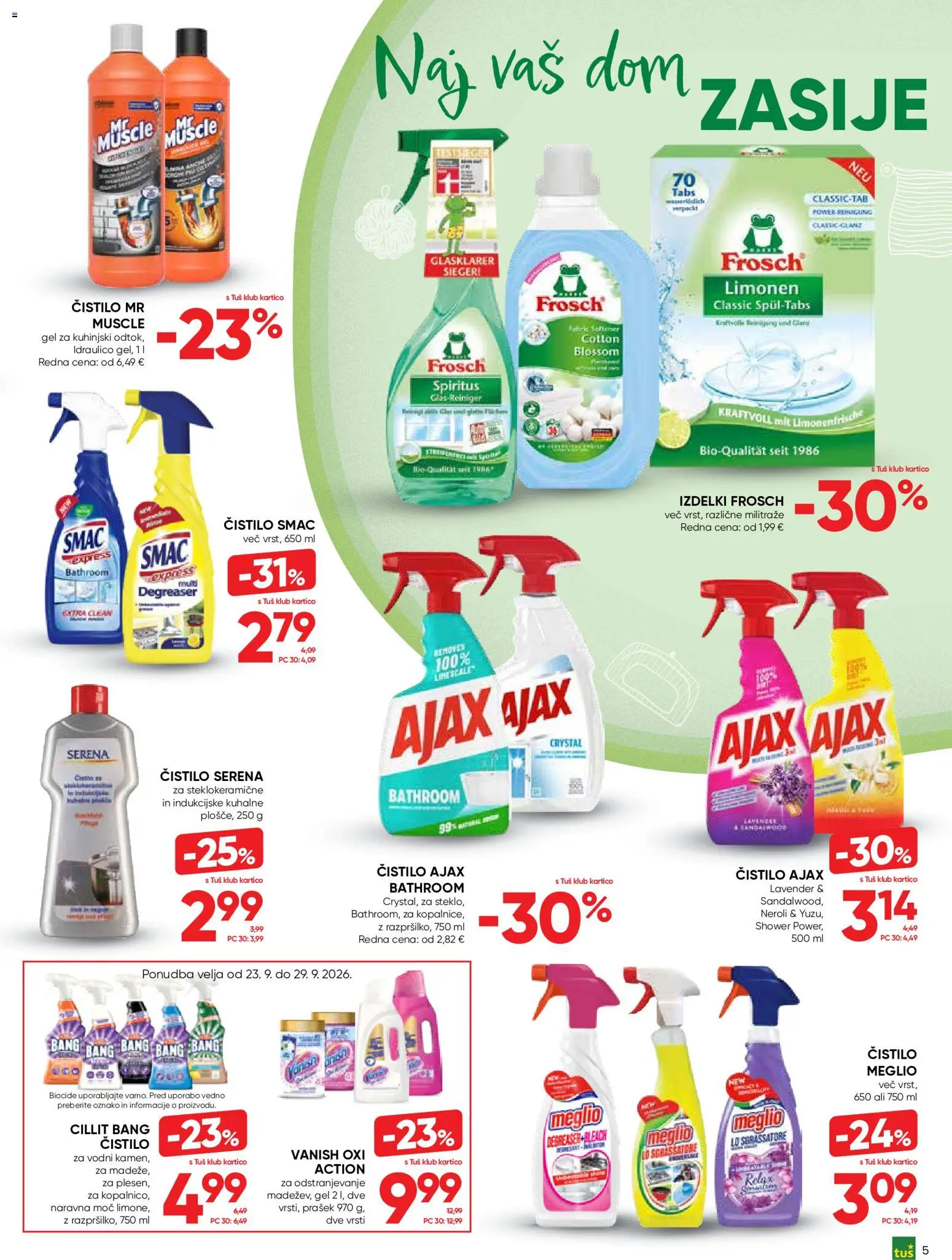 Novi Tuš katalog ponudbe – veljaven od 16.09.2026 | Stran: 5 | Izdelki: Prašek