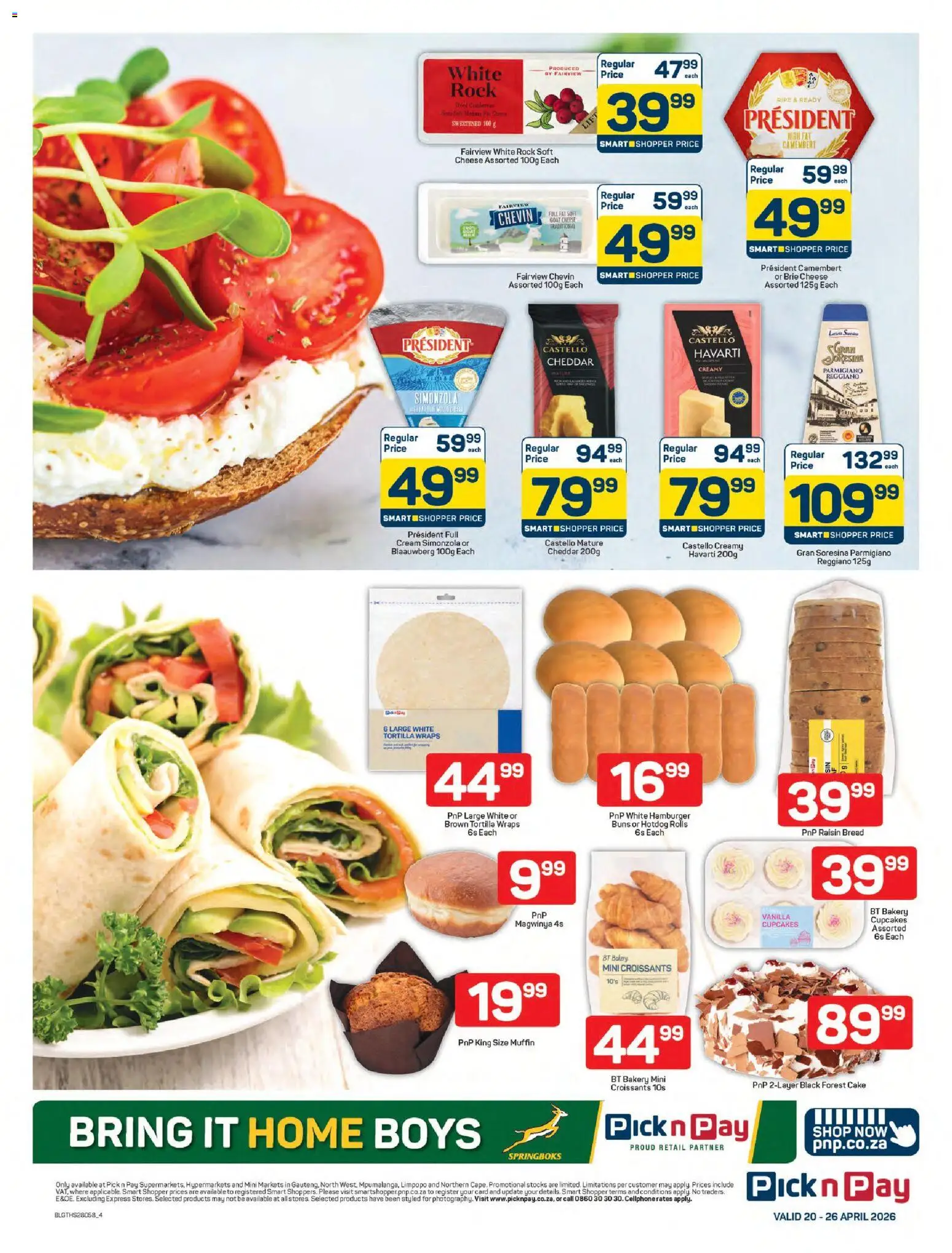 New Pick n Pay catalogue – valid from 20.04.2026 | Page: 4 | Products: Bakery, Pan de Viena, Cheese, Cream