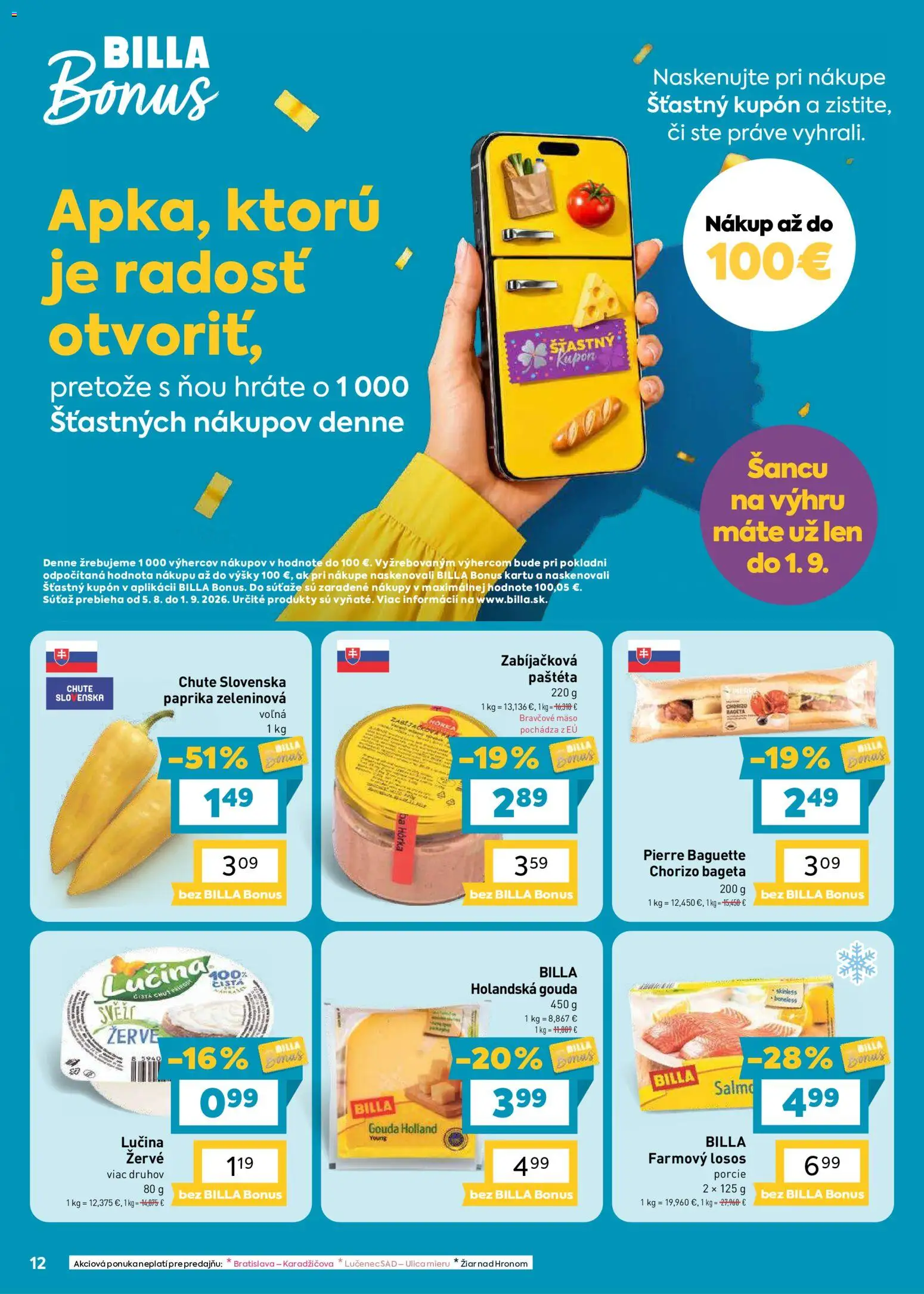 Nové Billa akcie – leták je platný od 26.08.2026 | Strana: 14 | Produkty: Paprika, Gouda, Žervé, Paštéta