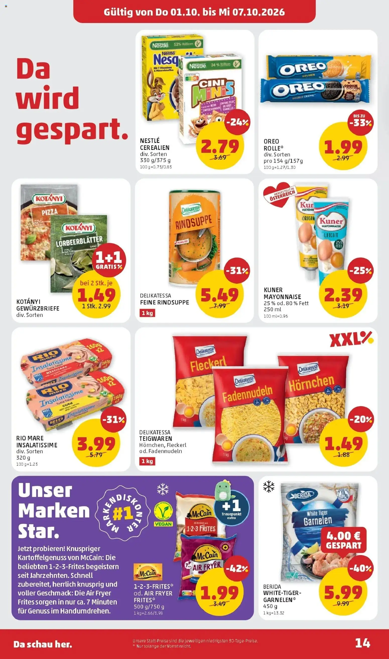 Penny Markt Die ganze Woche sparen ab (01.10.2026) - Angebote, Prospekt | Seite: 14 | Produkte: Mayonnaise, Pizza