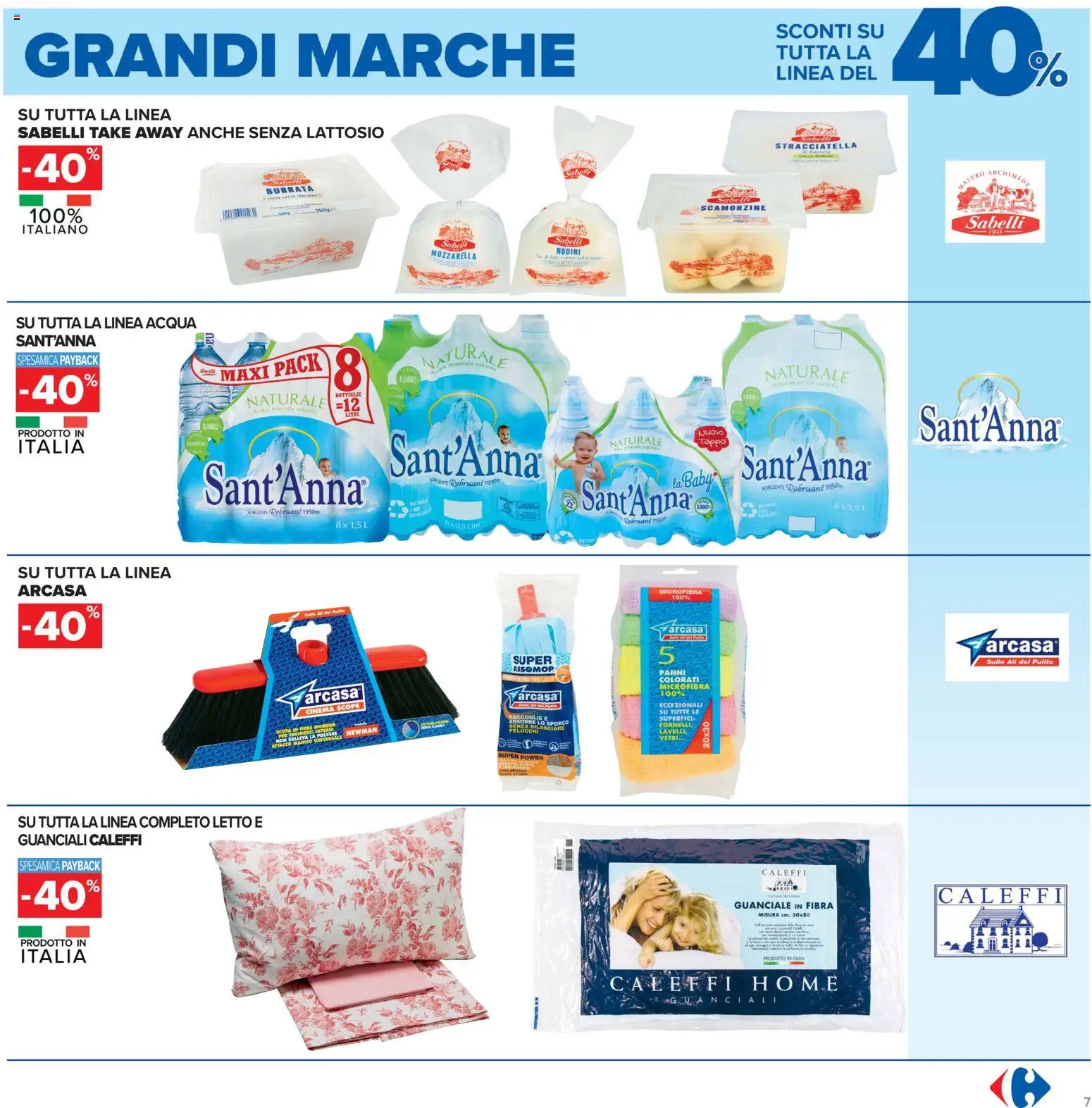 Volantino Carrefour del 15/09/2026 | Pagina: 7 | Prodotti: Acqua, Panni, Letto, Guanciale