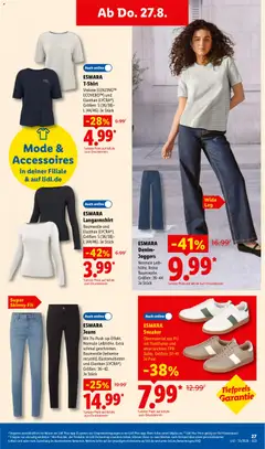 ESMARA Langarmshirt, Baumwolle und Elasthan (LYCRA®). Größen: S (36/38) – L (44/46). Je Stück ab 24.08.2026 gültig | Seite: 49