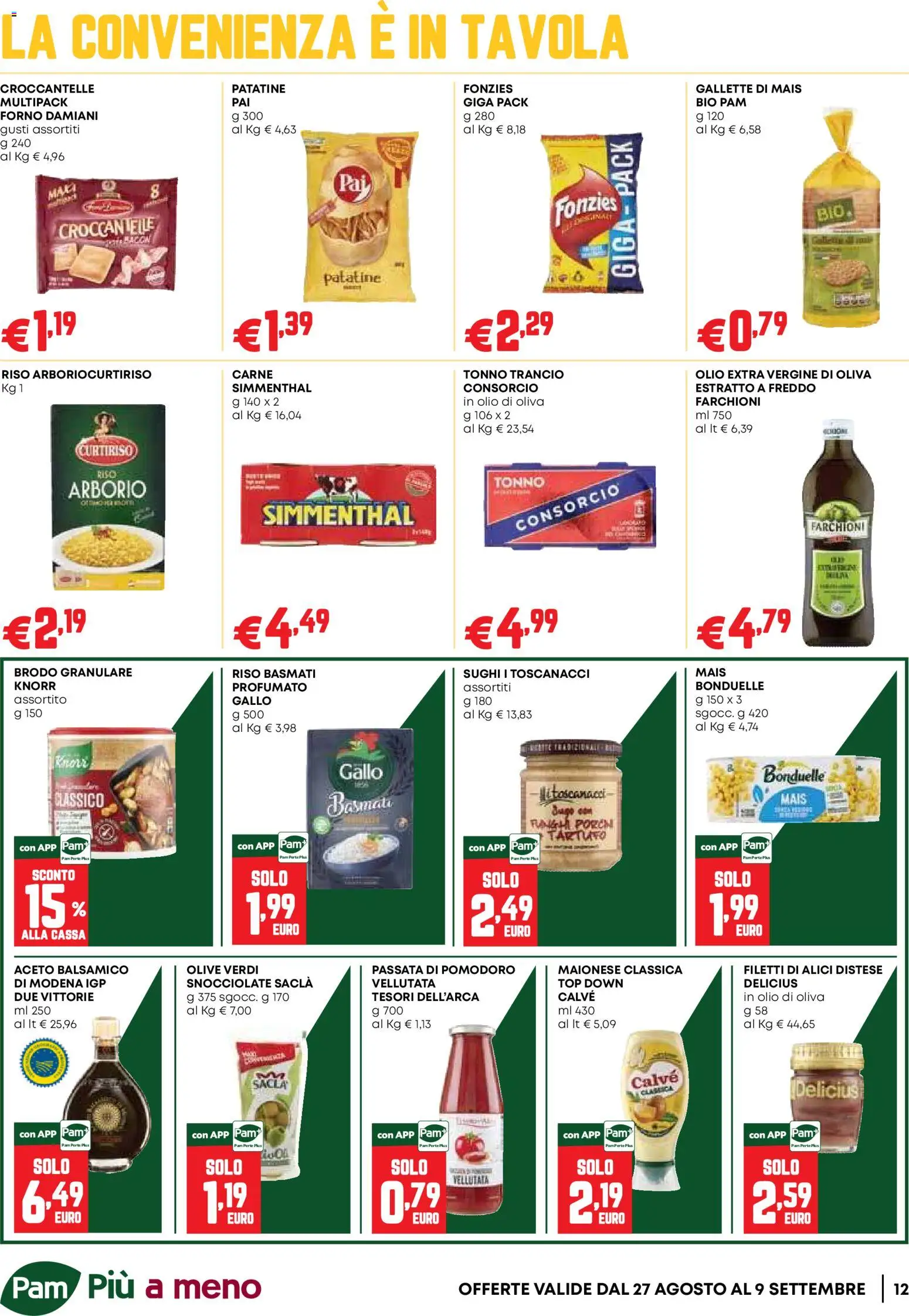 Volantino PAM del 27/08/2026 | Pagina: 12 | Prodotti: Tartufo, Patatine, Top, Olio di Oliva