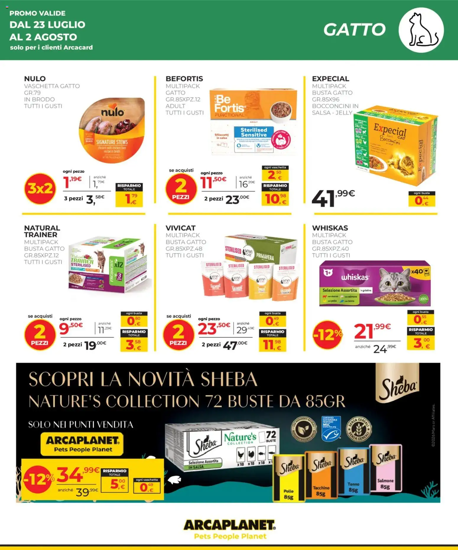 Volantino Arcaplanet del 23/07/2026 | Pagina: 5 | Prodotti: Pollo, Salmone, Salsa, Tacchino