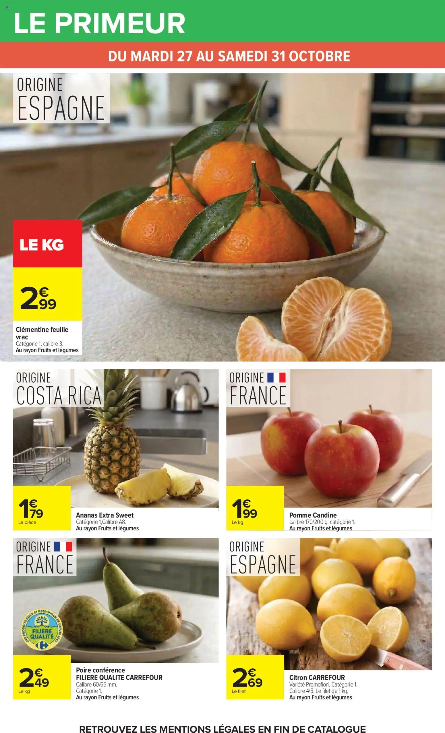 {H1} | Page: 25 | Produits: Clémentine, Poire, Pomme, Ananas