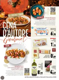 Anteprima del volantino Conad volantino Cena d'autore gourmet Lazio valido a partire dal 21/10/2026 | Pagina: 12 | Prodotti: Crema, Pasta, Zucca, Spaghetti