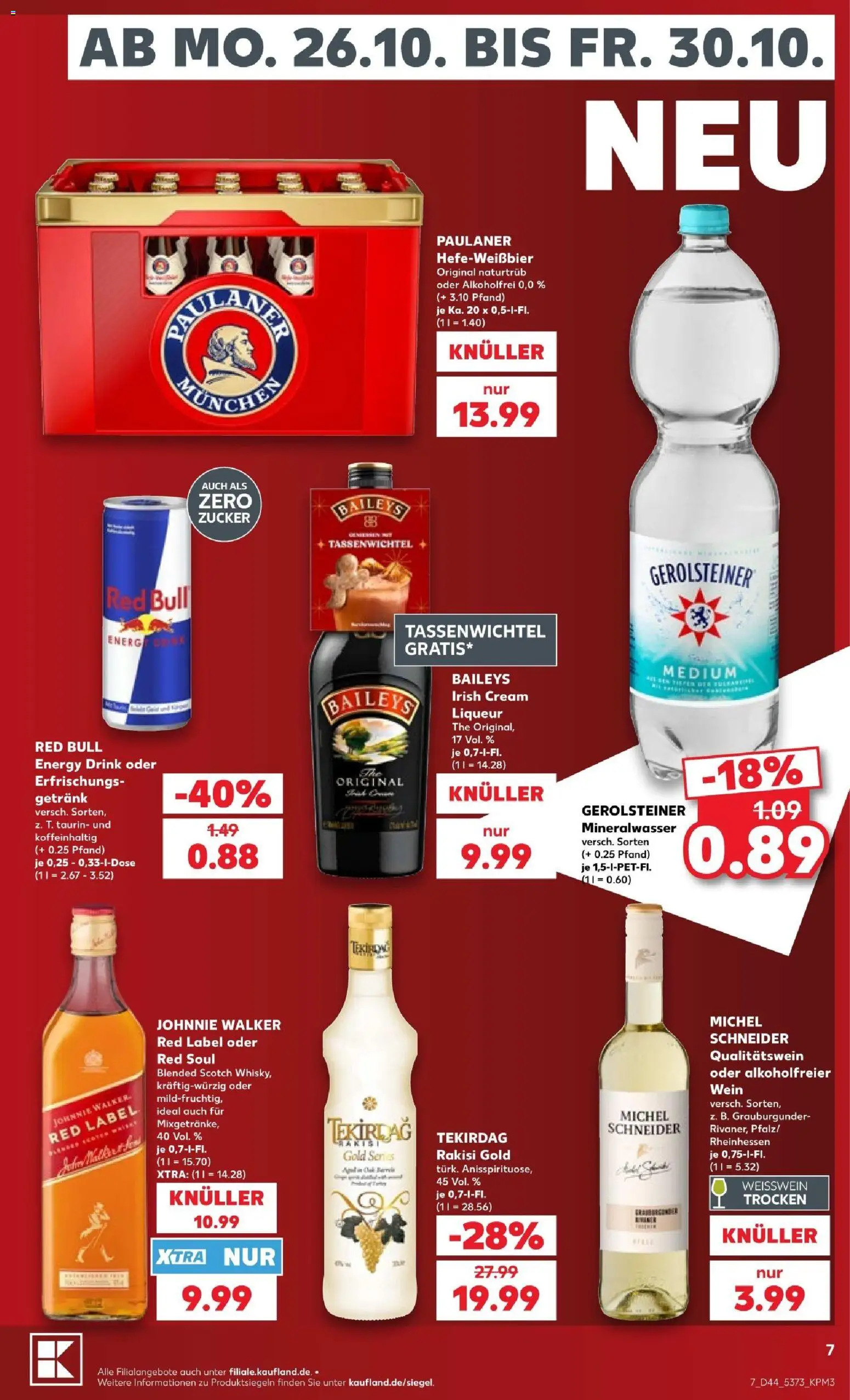 Kaufland Prospekt Kiel – gültig ab 25.10.2026 | Seite: 7 | Produkte: Energy, Zucker, Paulaner, Johnnie walker