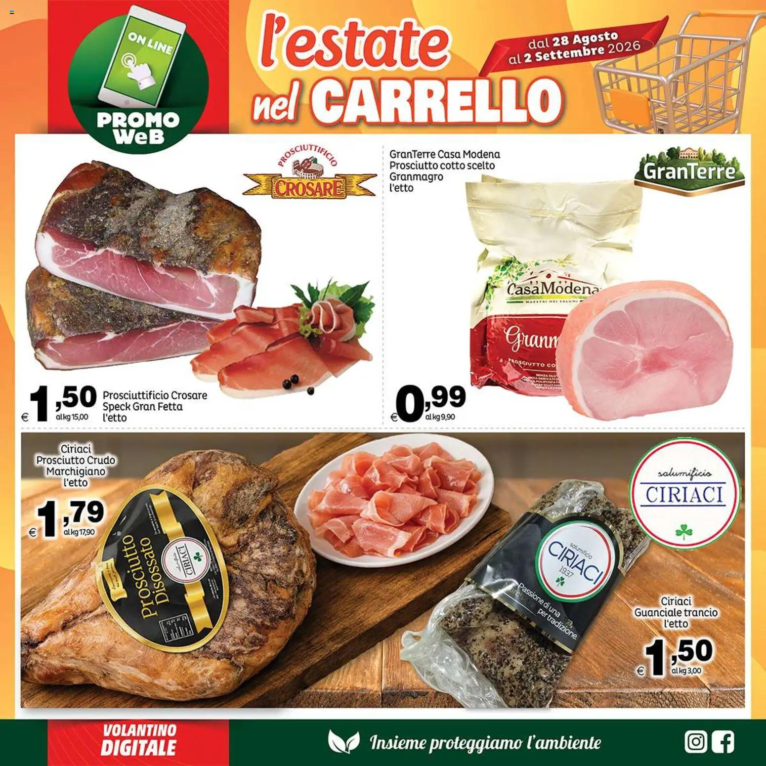 Volantino Elite Supermercati del 28/08/2026 | Pagina: 6 | Prodotti: Speck, Prosciutto Crudo, Prosciutto Cotto, Carrello