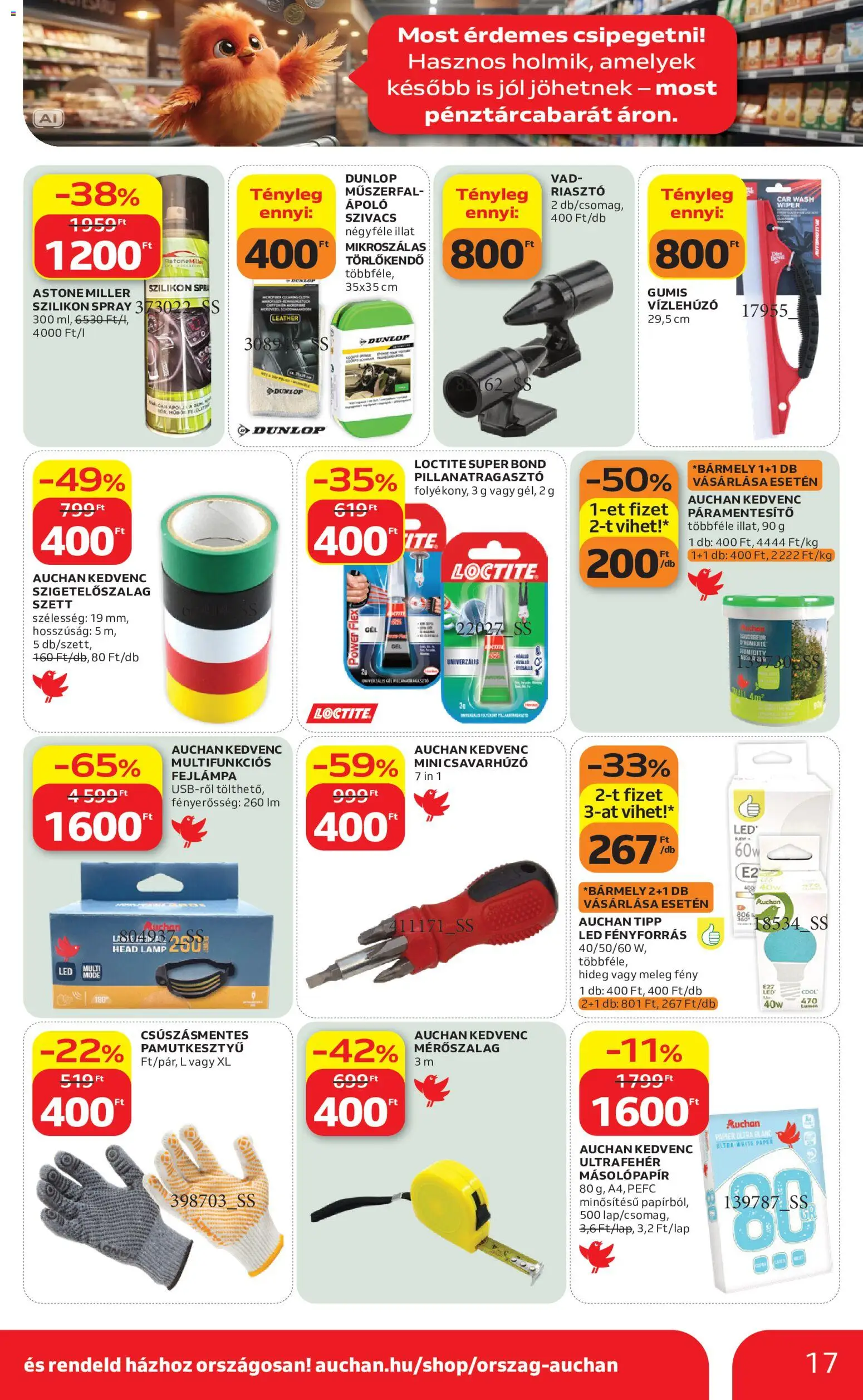 Auchan akciós ujság - amely érvényes a következő dátumtól: 2026.10.01. | Oldal: 17 | Termékek: Páramentesítő, Miller, Szilikon, Riasztó