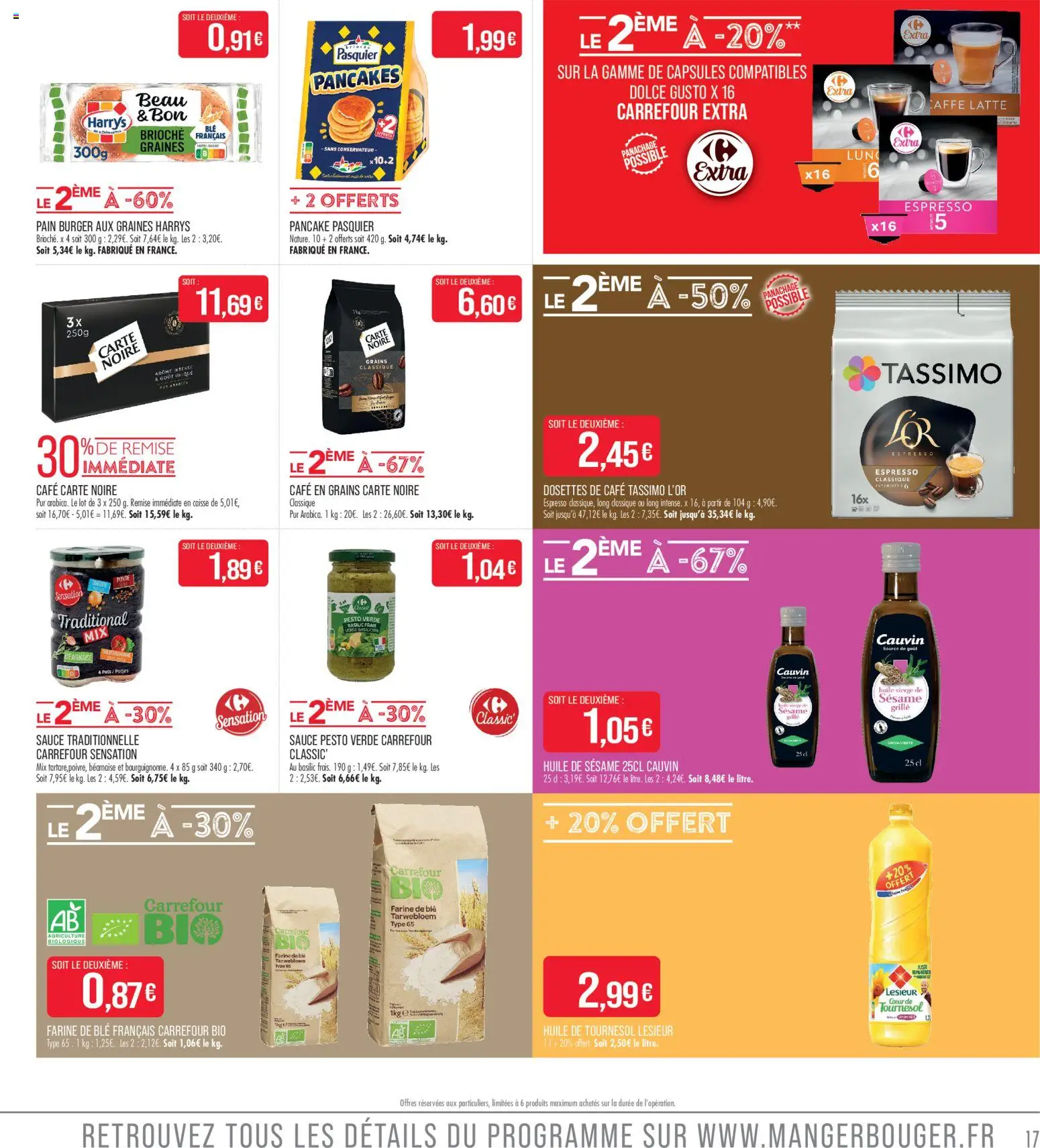{H1} | Page: 17 | Produits: Pesto, Dosettes de café tassimo, Café en grains Carte Noire, Huile de tournesol