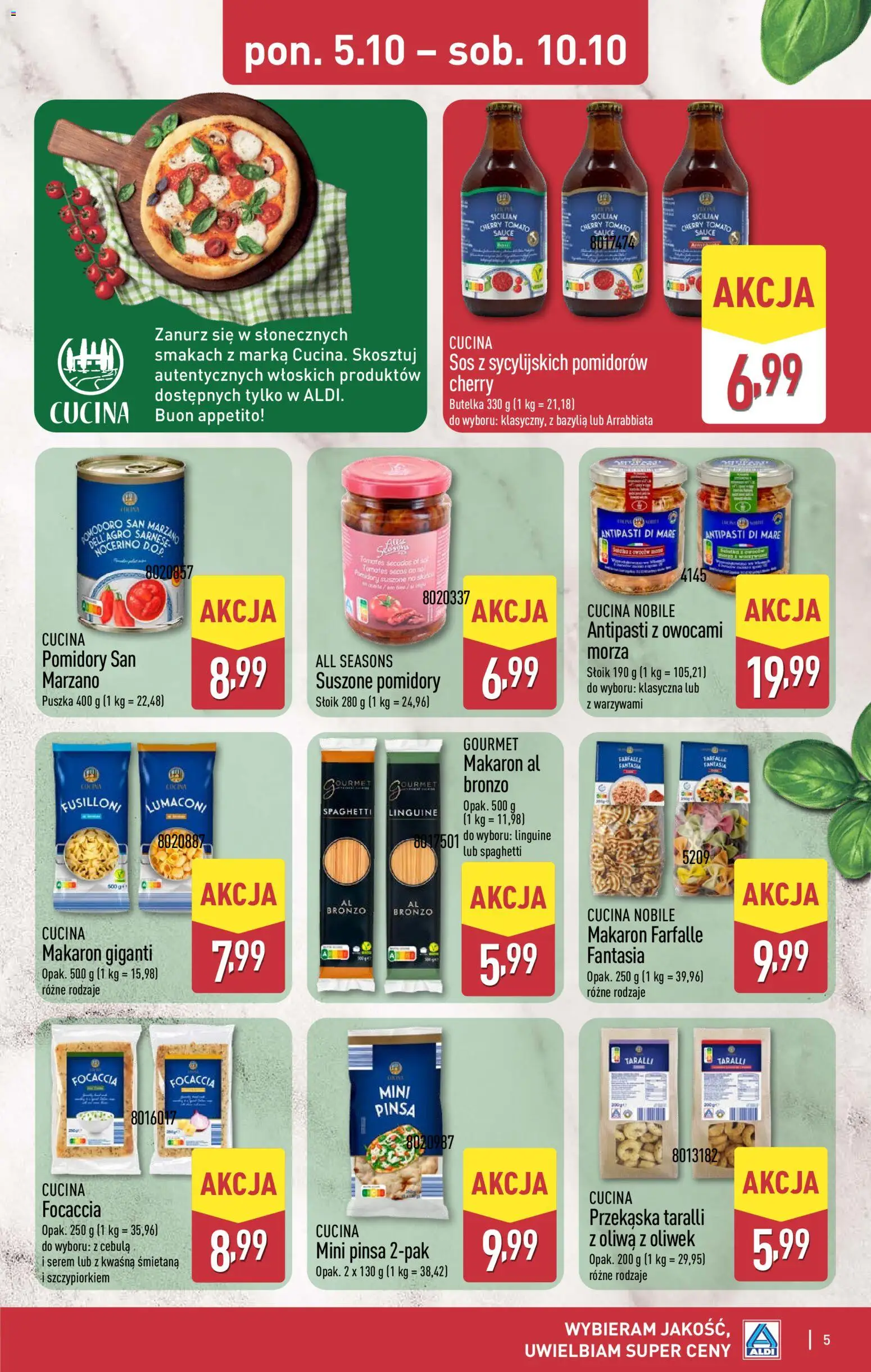 Aldi Polsko leták - Dzień nauczyciela od 05.10.2026 | Strana: 5 | Produkty: Gourmet, Focaccia, Pinsa