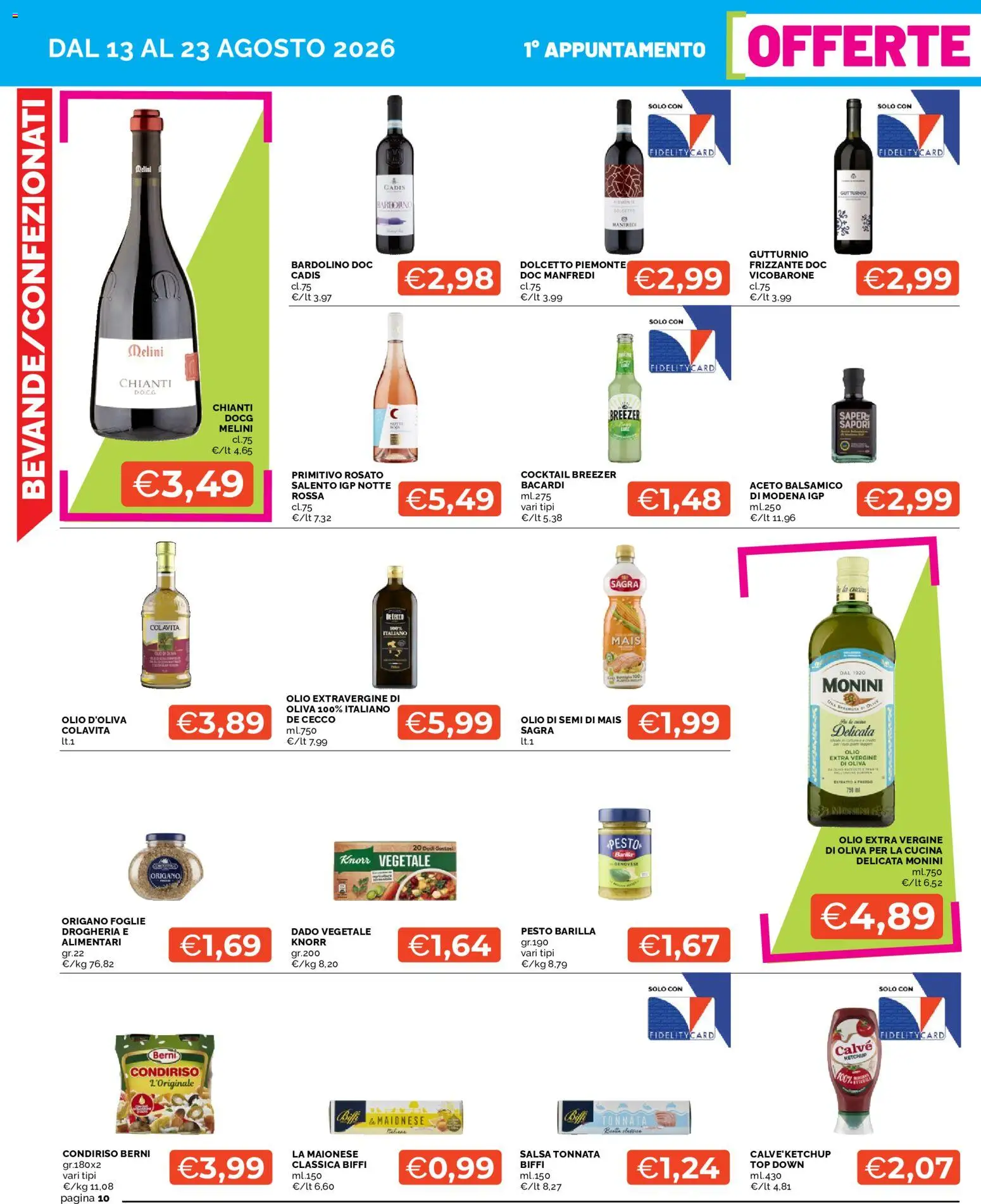 Volantino Mercatò del 13/08/2026 | Pagina: 10 | Prodotti: Bacardi, Maionese, Olio, Aceto