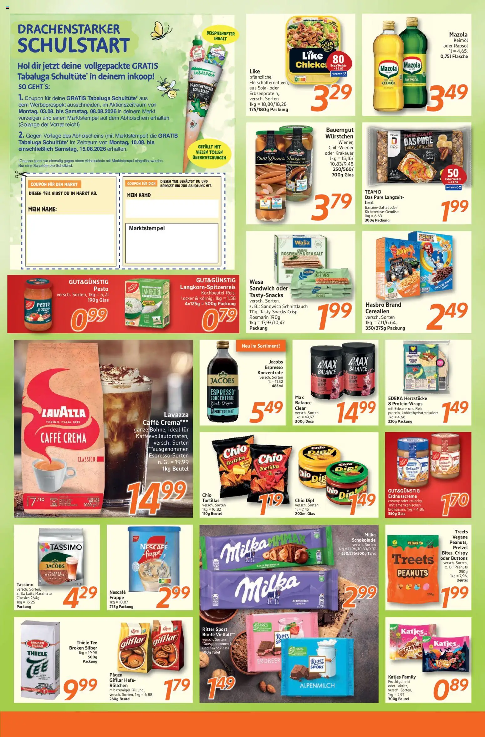 Inkoop Prospekt – gültig ab 03.08.2026 | Seite: 5 | Produkte: Lavazza, Schokolade, Tassimo, Erbsen