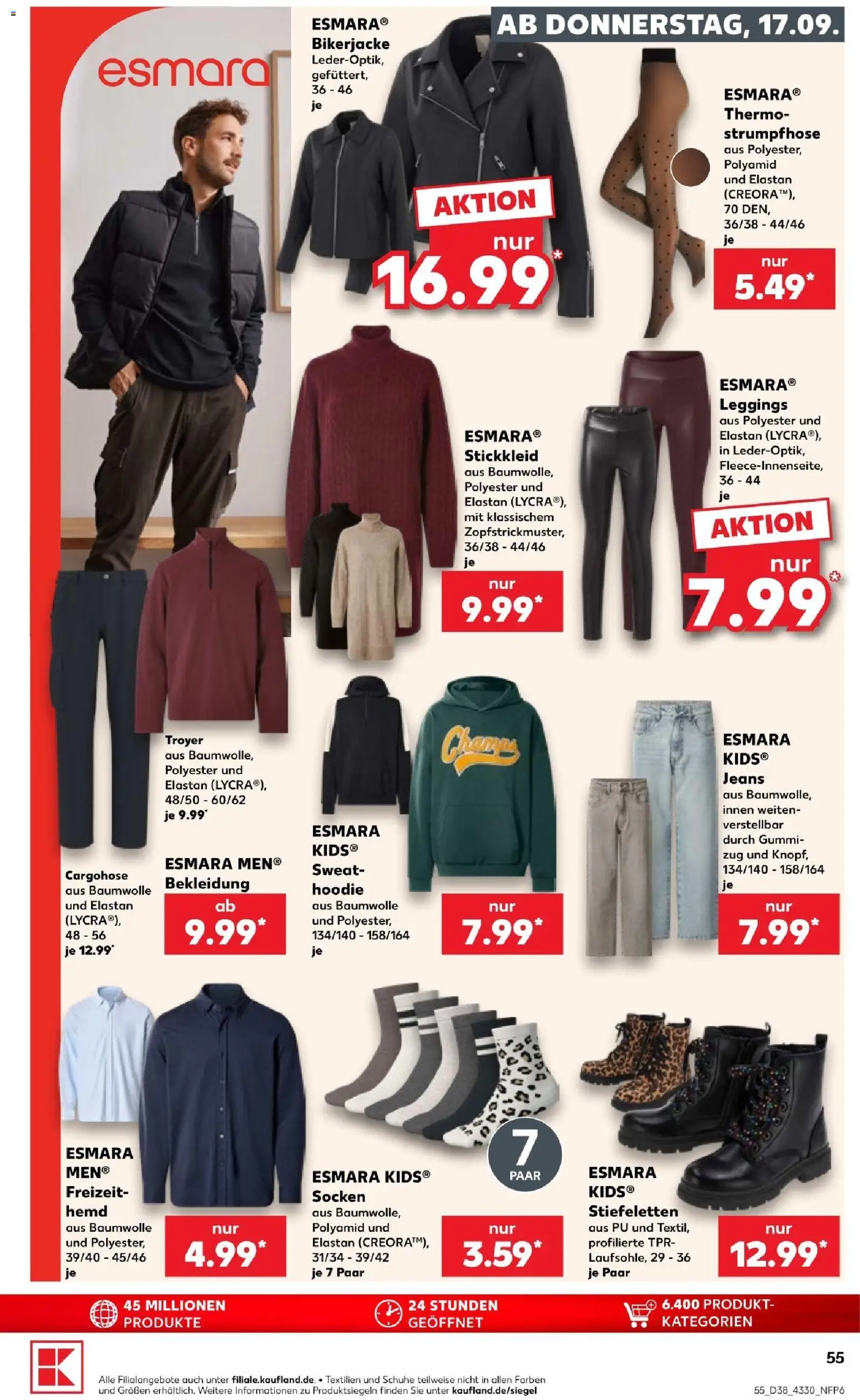 Kaufland Prospekt Jena – gültig ab 17.09.2026 | Seite: 55 | Produkte: Bekleidung, Socken, Leggings, Jeans