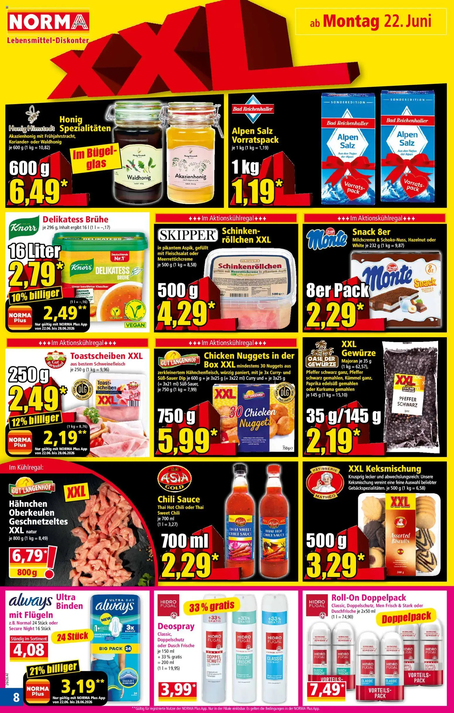 Norma Flugblatt gültig ab 22.06.2026 | Seite: 8 | Produkte: Chili, Box, Bad, Schinken