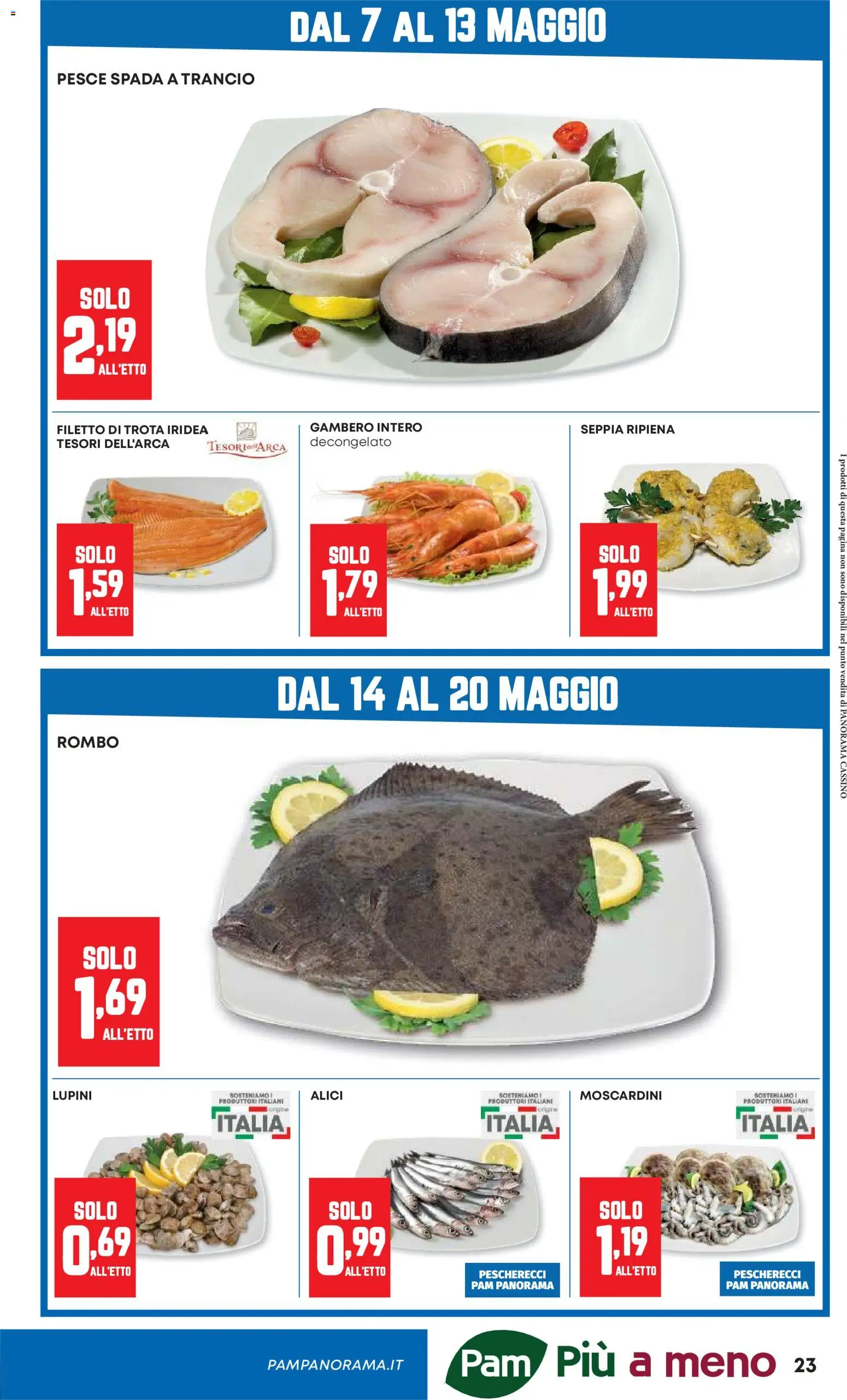 Volantino Panorama del 07.05.2026 | Pagina: 23 | Prodotti: Lupini, Pesce, Trota, Pesce spada