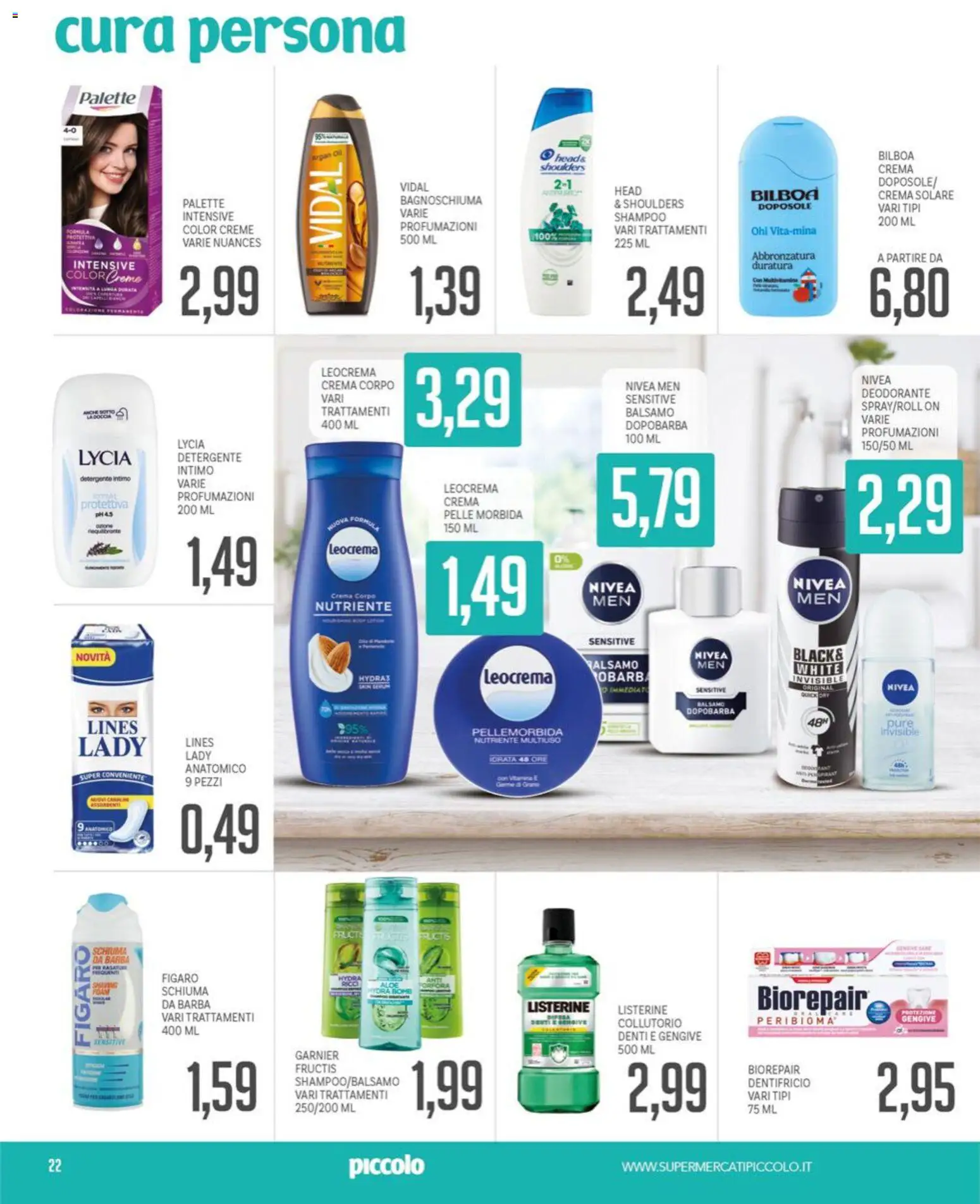 Volantino Piccolo del 01.06.2026 | Pagina: 22 | Prodotti: Balsamo, Crema solare, Deodorante, Detergente