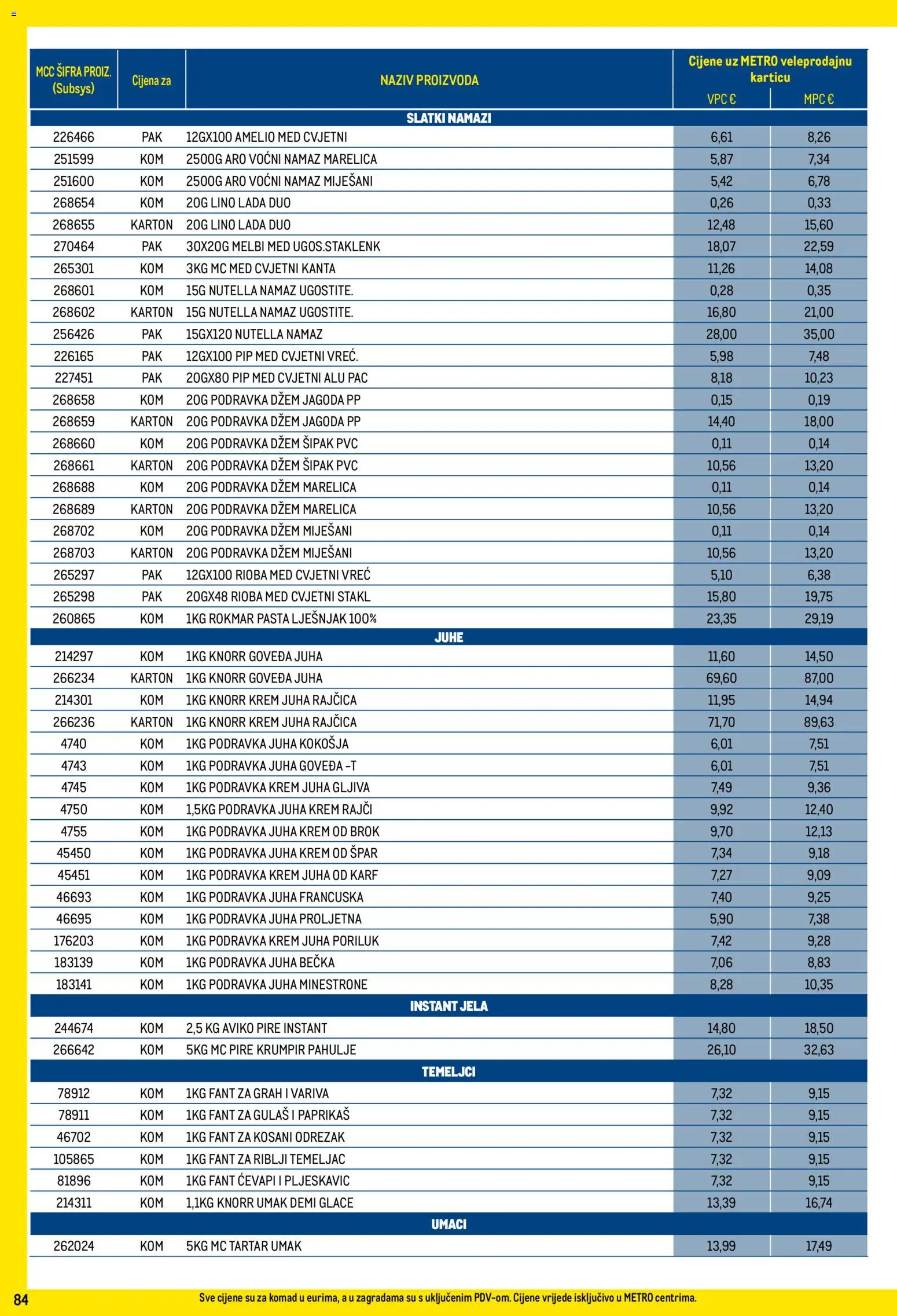 Metro katalog | vrijedi od 01.07.2026 | Stranica: 84 | Proizvodi: Lino Lada, Krumpir, Pasta, Namaz