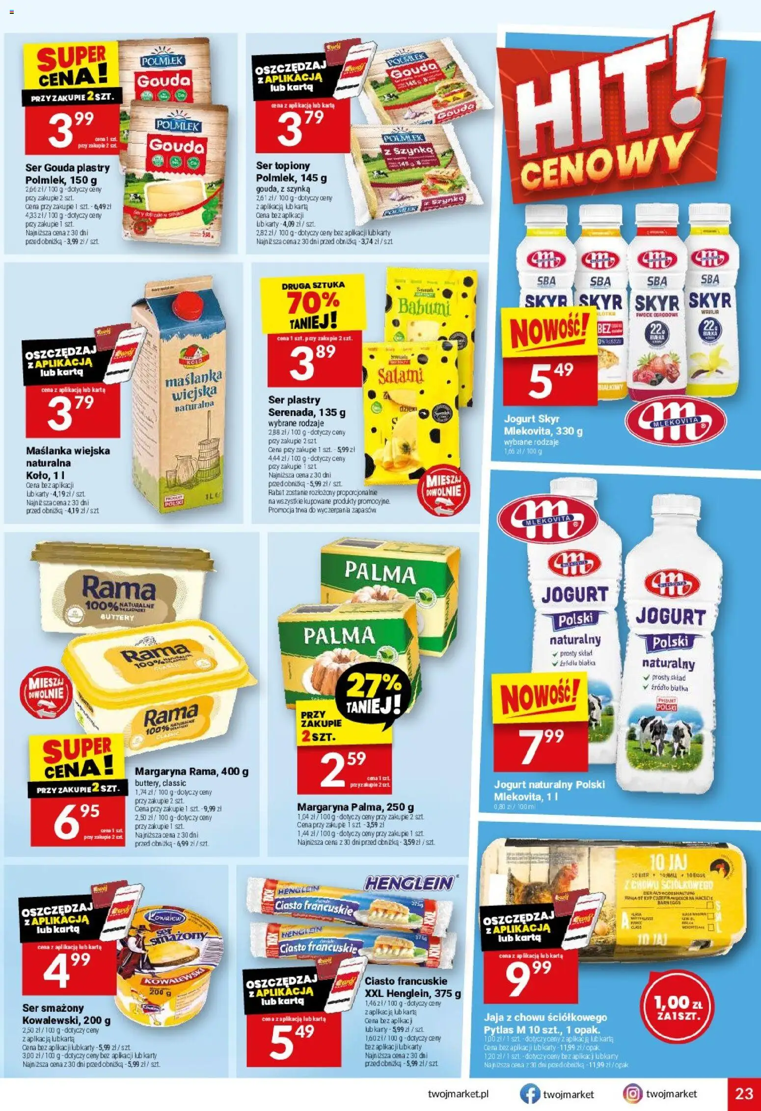 Twój Market gazetka od 02.06.2026 | Strona: 23 | Produkty: Ser topiony, Ciasto francuskie, Ser gouda, Skyr