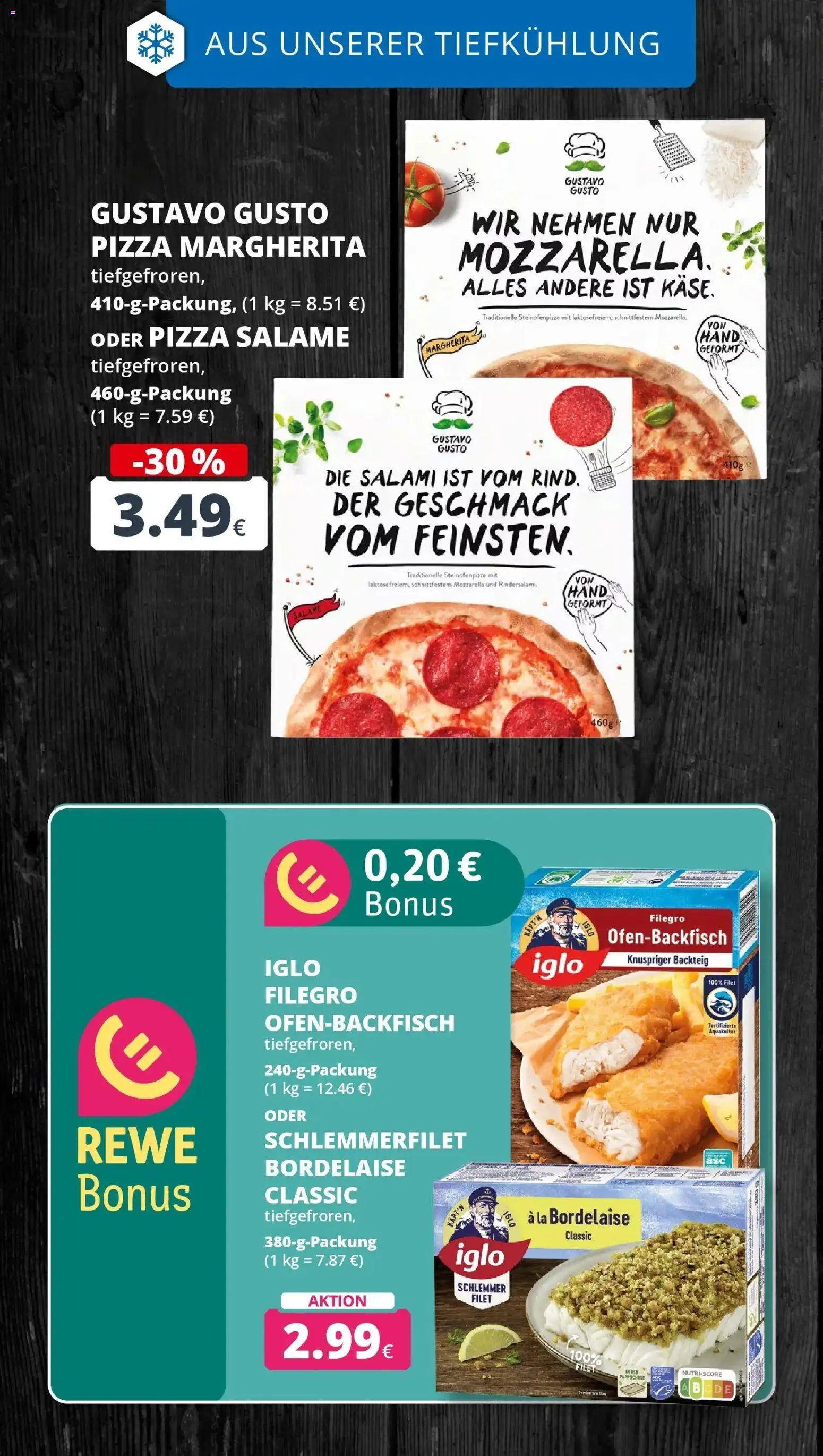 REWE Prospekt ab 14.09.2026 zum Blättern » Angebote | Seite: 21 | Produkte: Gustavo gusto, Mozzarella, Iglo, Salami