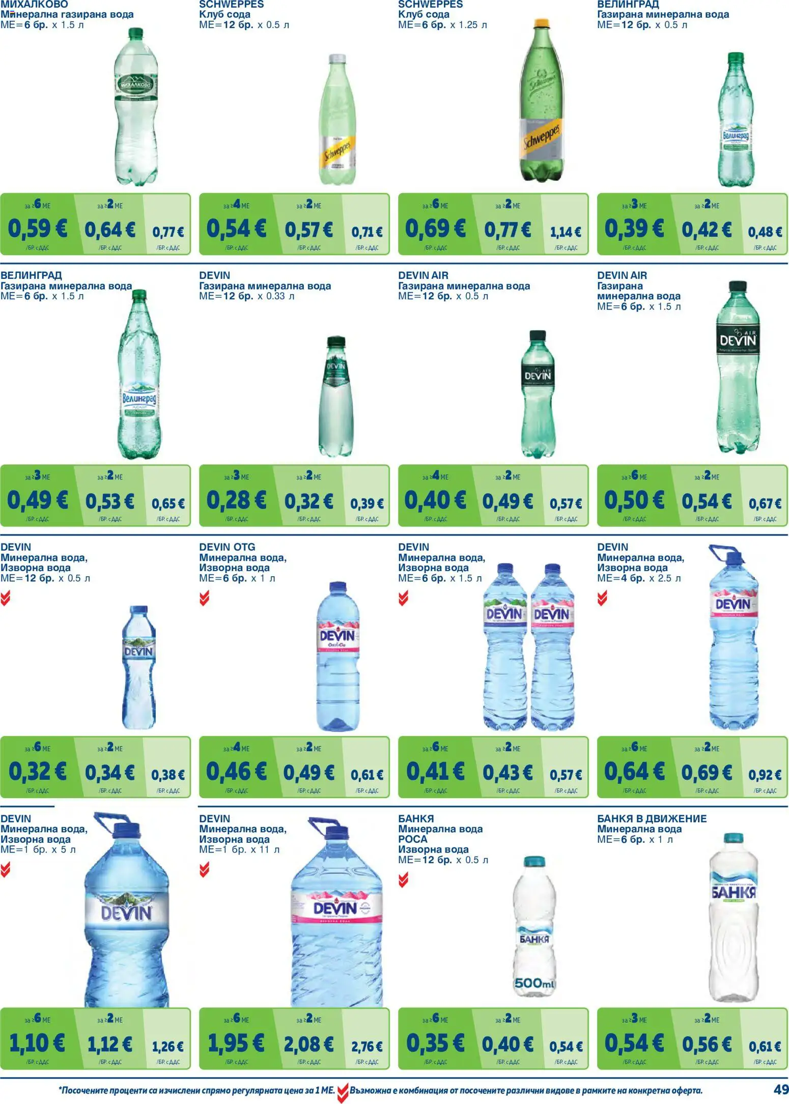 {H1} | Страница: 49 | Продукти: Вода, Минерална вода, Изворна вода, Газирана вода