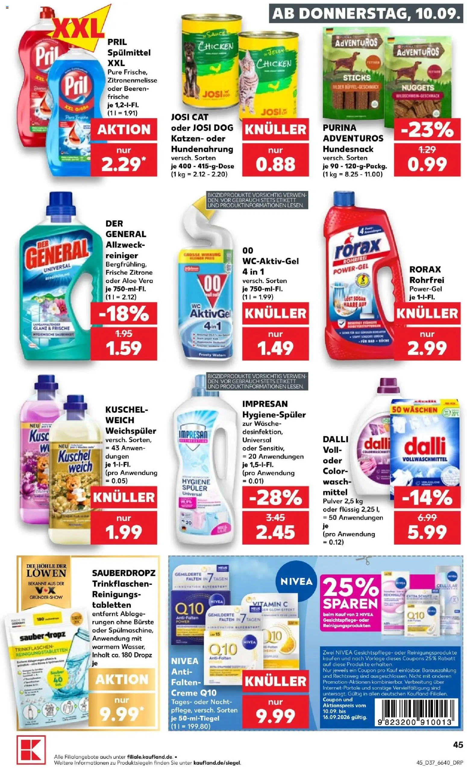 Kaufland Prospekt Stuttgart – gültig ab 10.09.2026 | Seite: 45 | Produkte: Bürste, Creme, Weichspüler, Pril