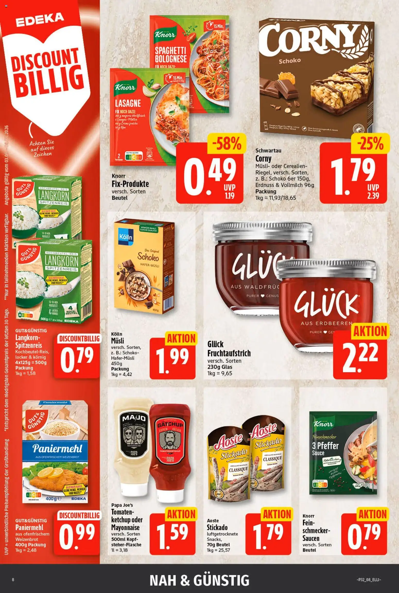 Elli Markt Prospekt – gültig ab 03.08.2026 | Seite: 8 | Produkte: Kolln, Tomaten, Mayonnaise, Reis