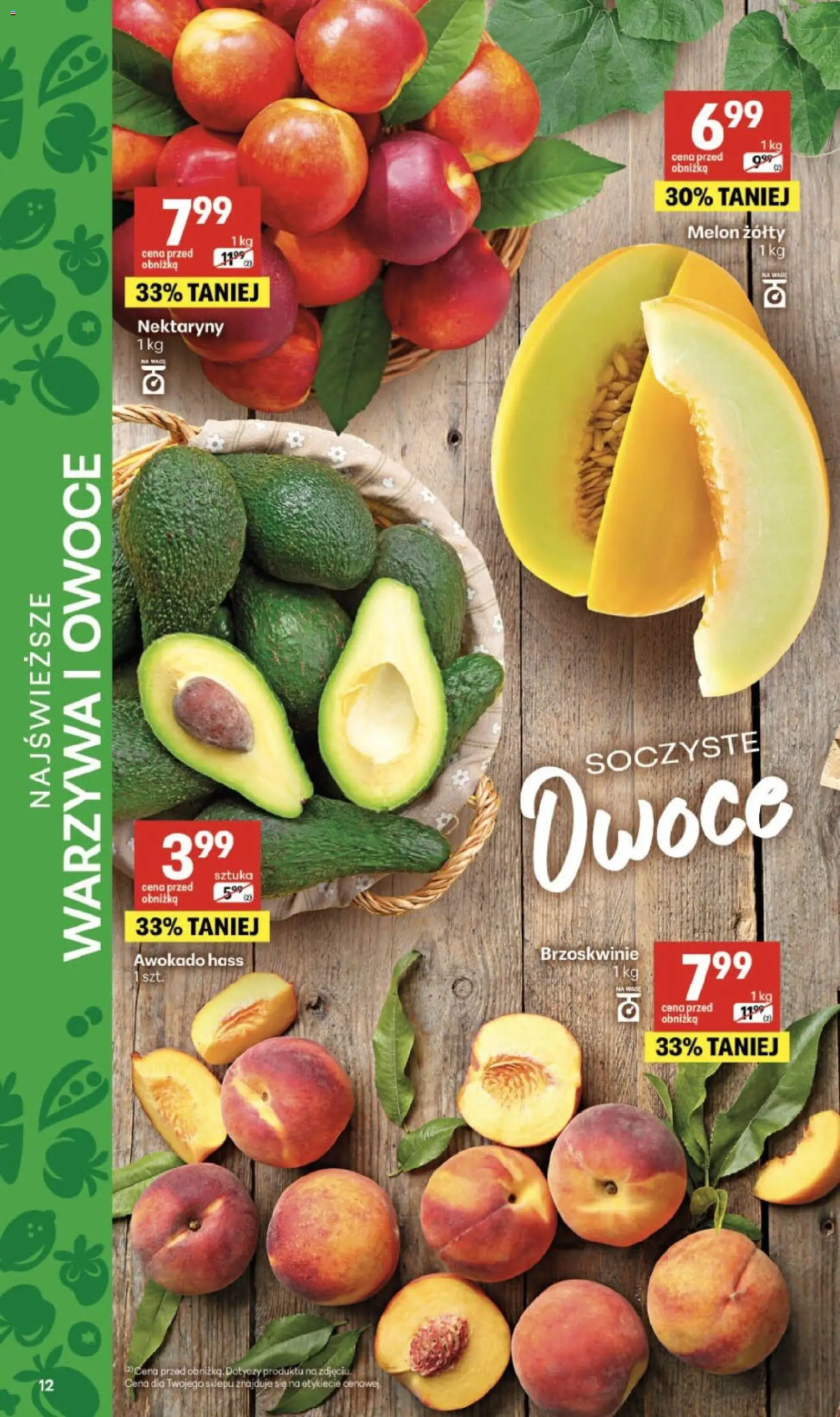 Delikatesy Centrum gazetka od 09.07.2026 | Strona: 12 | Produkty: Melon, Awokado, Warzywa, Owoce