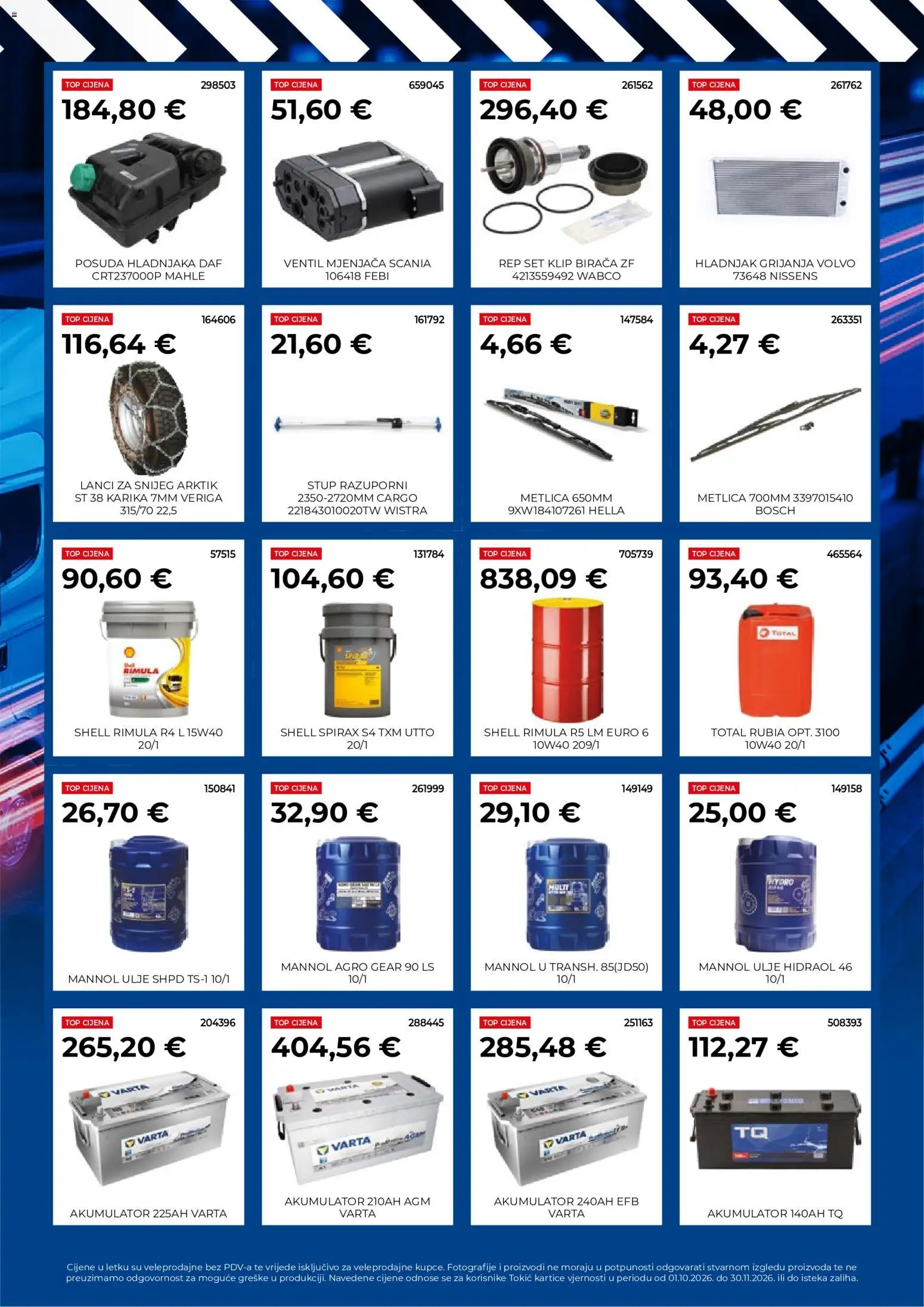 Tokić katalog | vrijedi od 01.10.2026 | Stranica: 3 | Proizvodi: Ulje, Ventil, Hladnjak