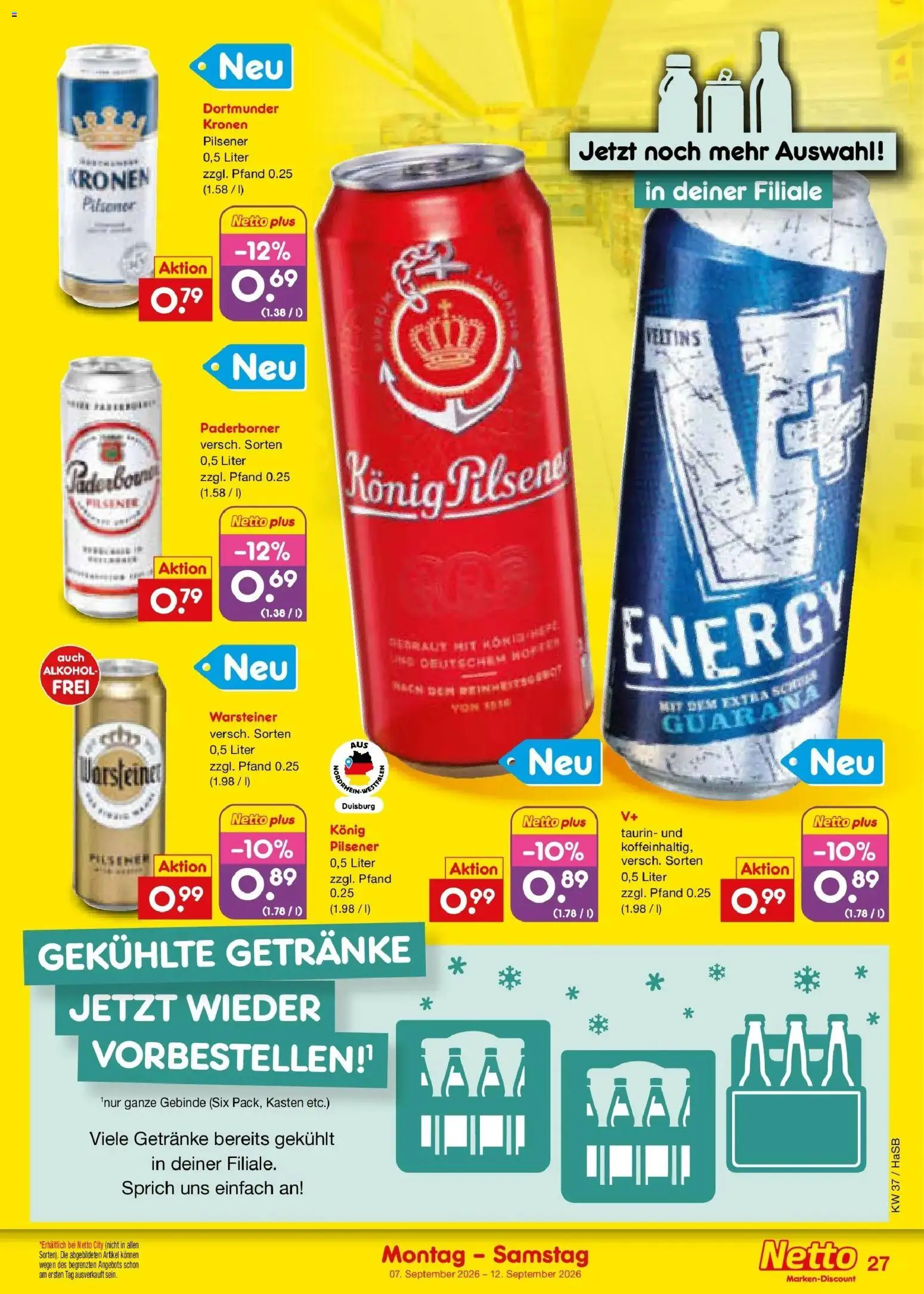 Netto Marken-Discount Prospekt Unna – gültig ab 07.09.2026 | Seite: 39 | Produkte: Energy, Alkohol, Warsteiner, Veltins