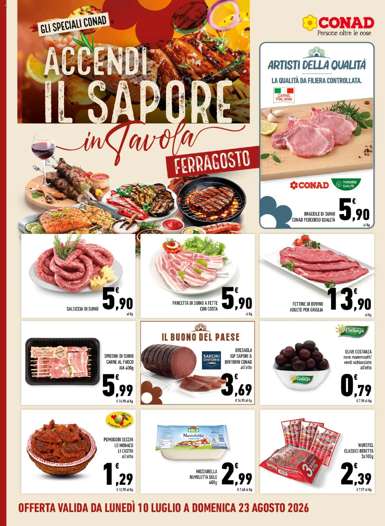 Volantino Conad del 10/08/2026 | Pagina: 8 | Prodotti: Bovino, Salsa, Suino, Salsiccia